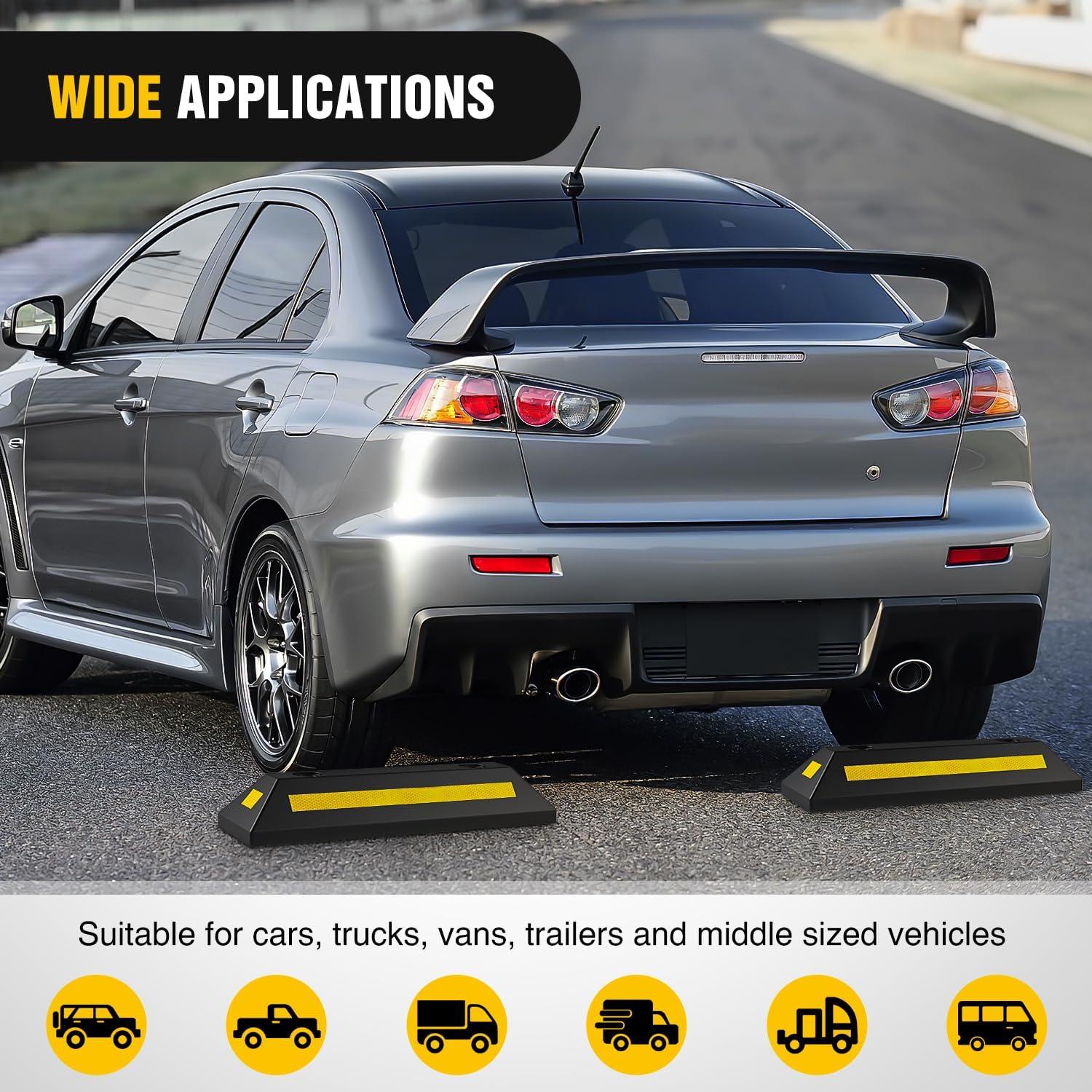 imageNilight Parking Curb  Heavy Duty Rubber Garage Driveway Car Wheel Stopper Parking Aid Block Gadgets 1Pack1 PACK