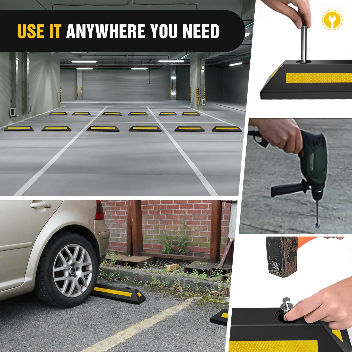 imageNilight Parking Curb  Heavy Duty Rubber Garage Driveway Car Wheel Stopper Parking Aid Block Gadgets 1Pack1 PACK