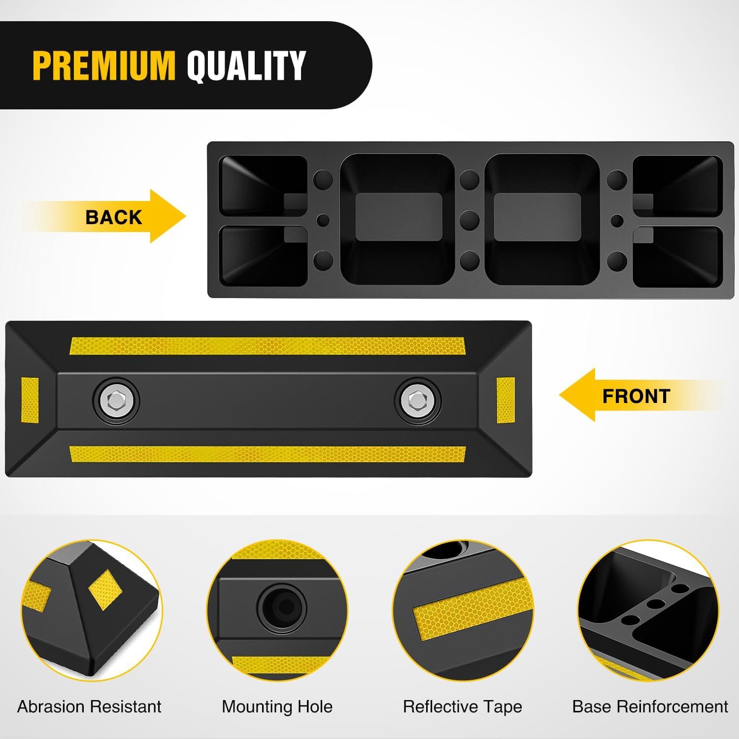 imageNilight Parking Curb  Heavy Duty Rubber Garage Driveway Car Wheel Stopper Parking Aid Block Gadgets 1Pack2 PACK