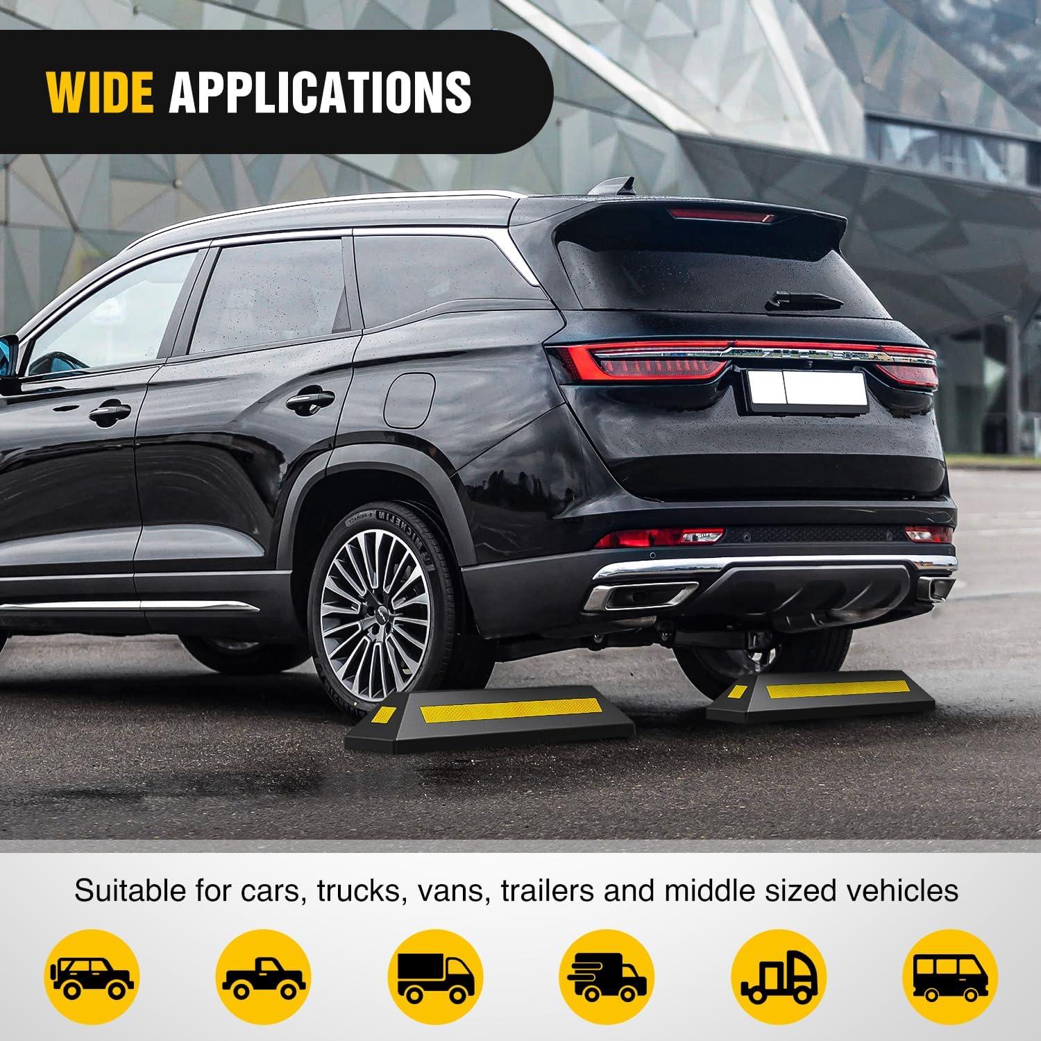 imageNilight Parking Curb  Heavy Duty Rubber Garage Driveway Car Wheel Stopper Parking Aid Block Gadgets 1Pack2 PACK