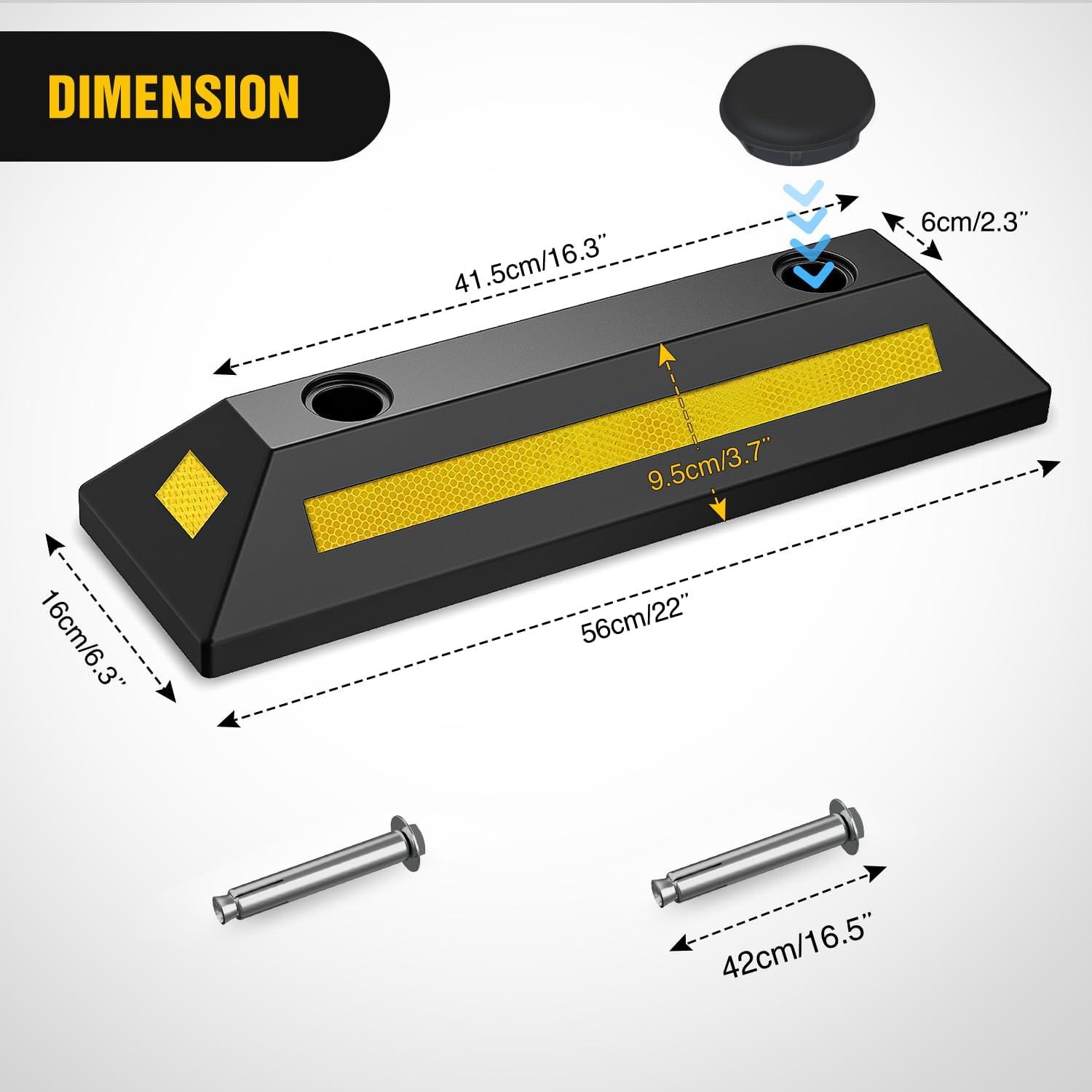 imageNilight Parking Curb  Heavy Duty Rubber Garage Driveway Car Wheel Stopper Parking Aid Block Gadgets 1Pack2 PACK