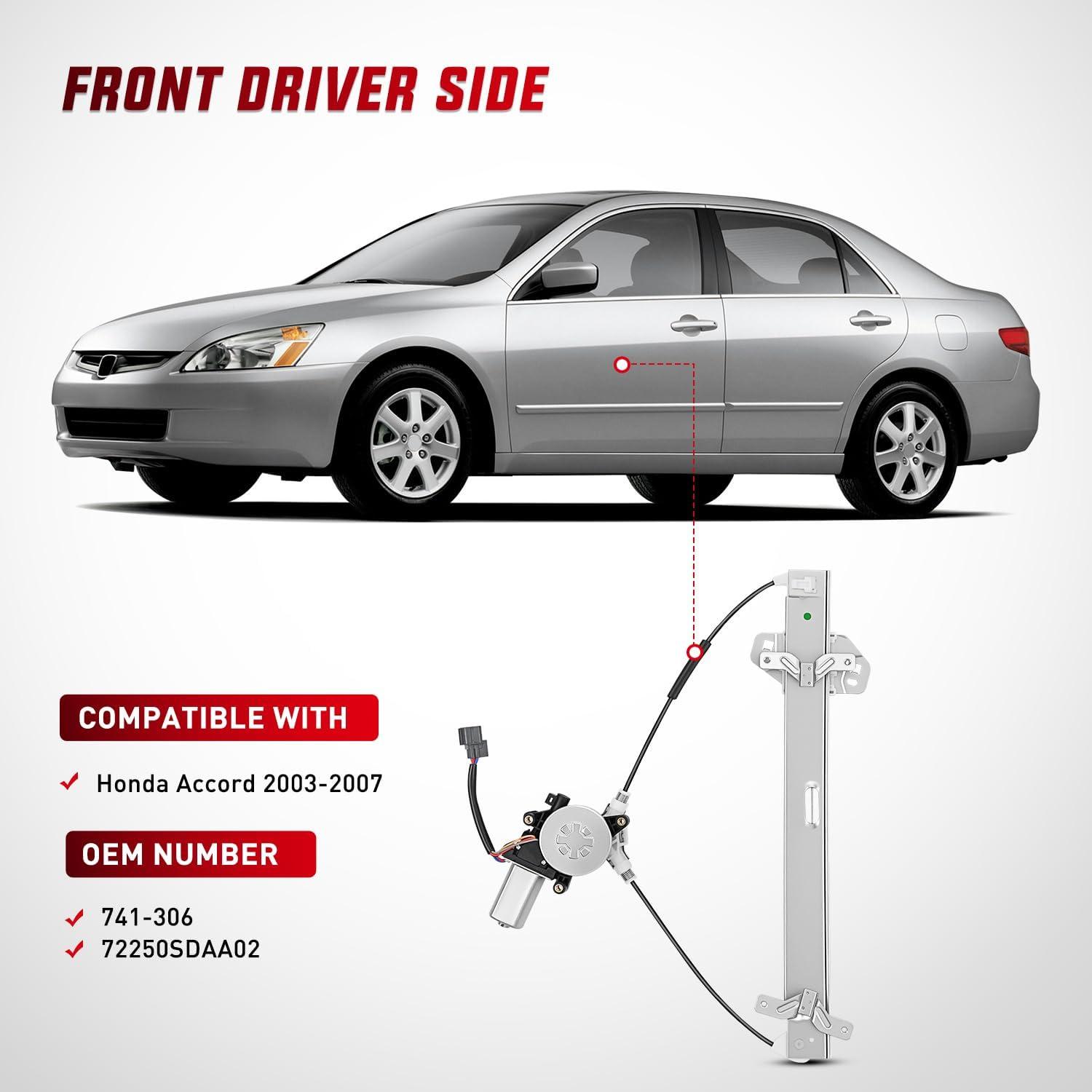 imageNilight Power Window Regulator with Motor Assembly Replacement for Honda Accord 2003 2004 2005 2006 2007 Front Driver Side 741306