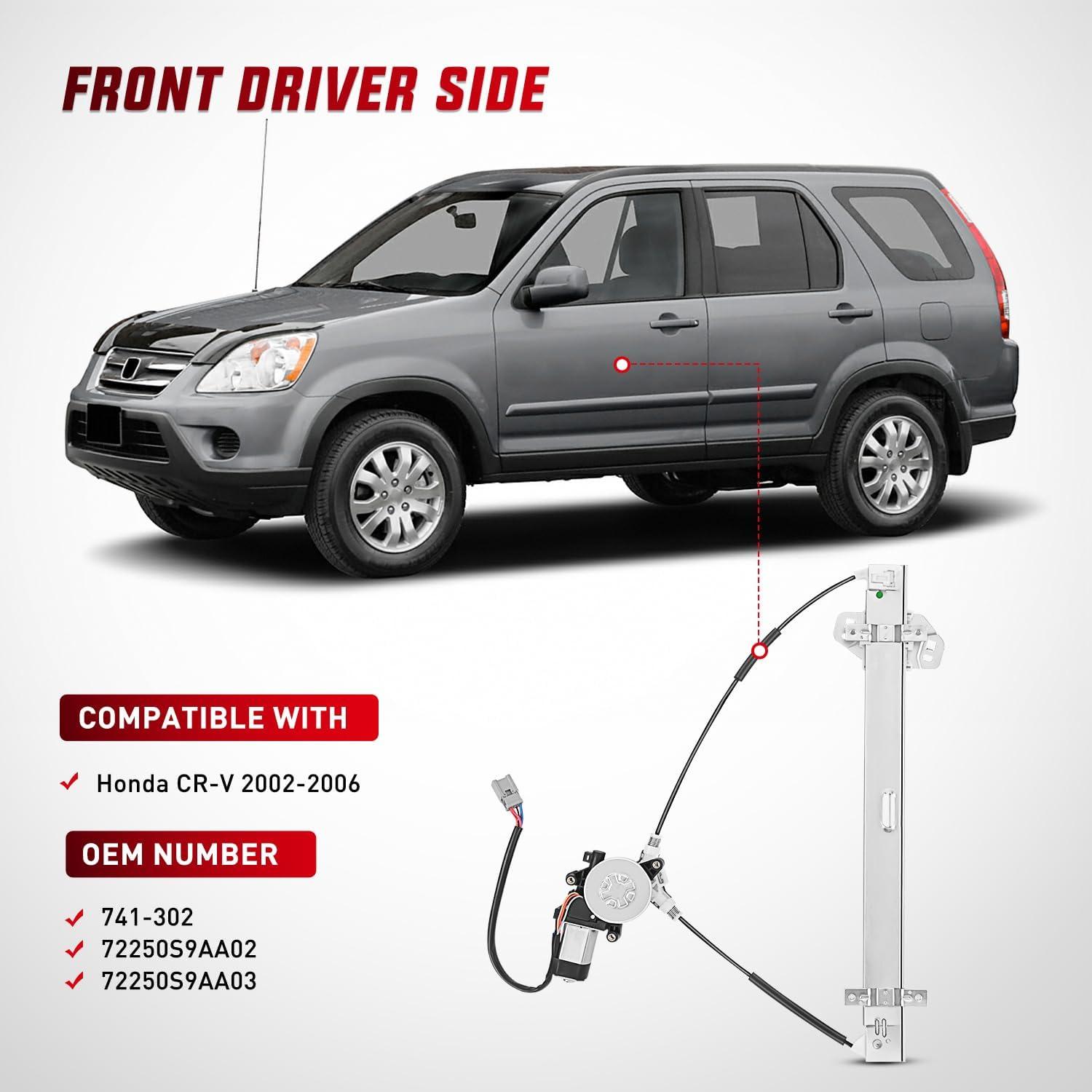 imageNilight Power Window Regulator with Motor Assembly Replacement for Honda CRV 2002 2003 2004 2005 2006 Front Driver Side 741302