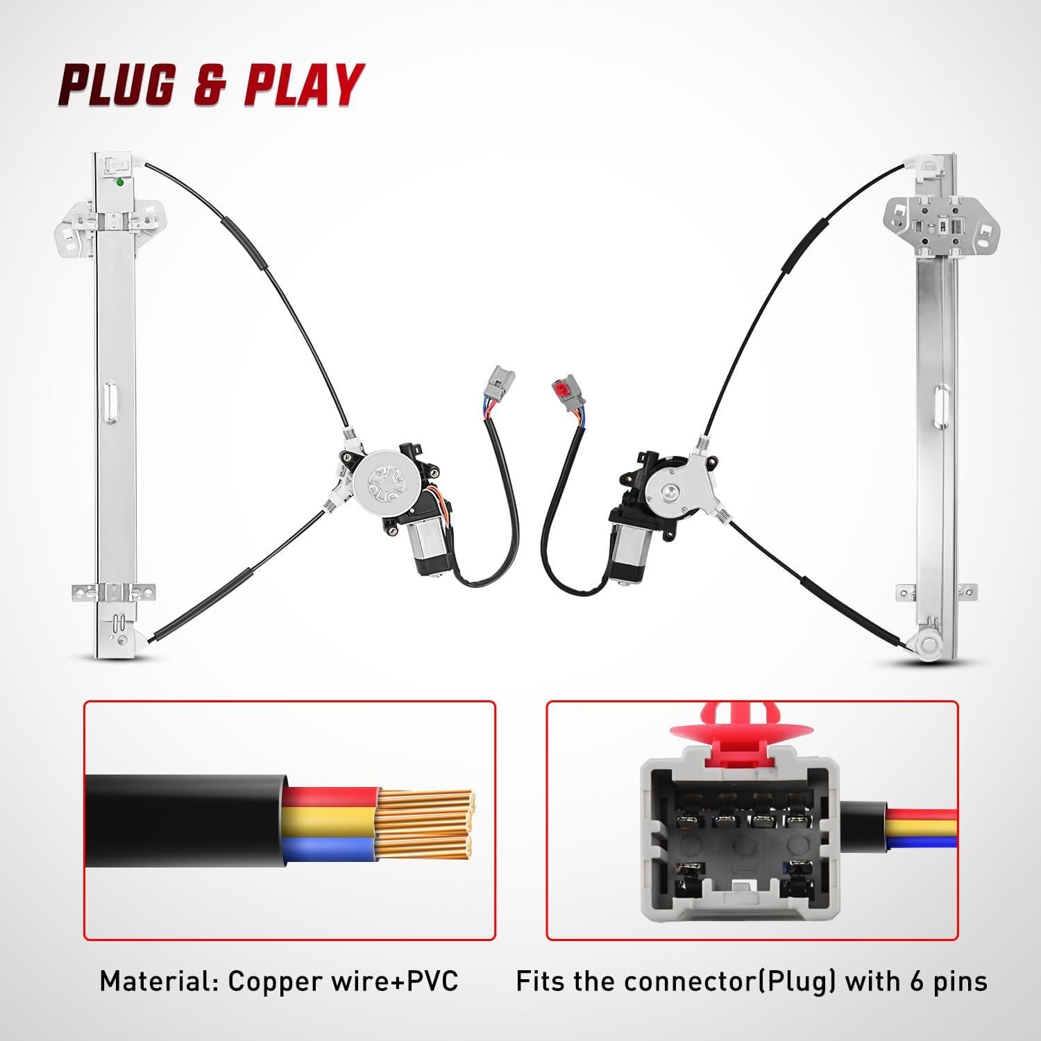 imageNilight Power Window Regulator with Motor Assembly Replacement for Honda CRV 2002 2003 2004 2005 2006 Front Passenger Side 741303