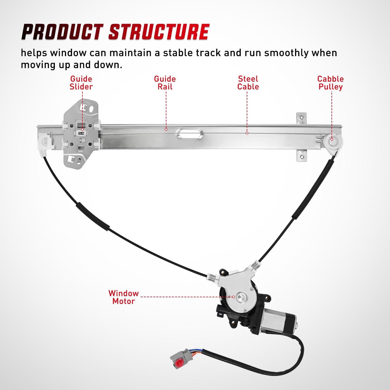 imageNilight Power Window Regulator with Motor Assembly Replacement for Honda CRV 2002 2003 2004 2005 2006 Front Passenger Side 741303