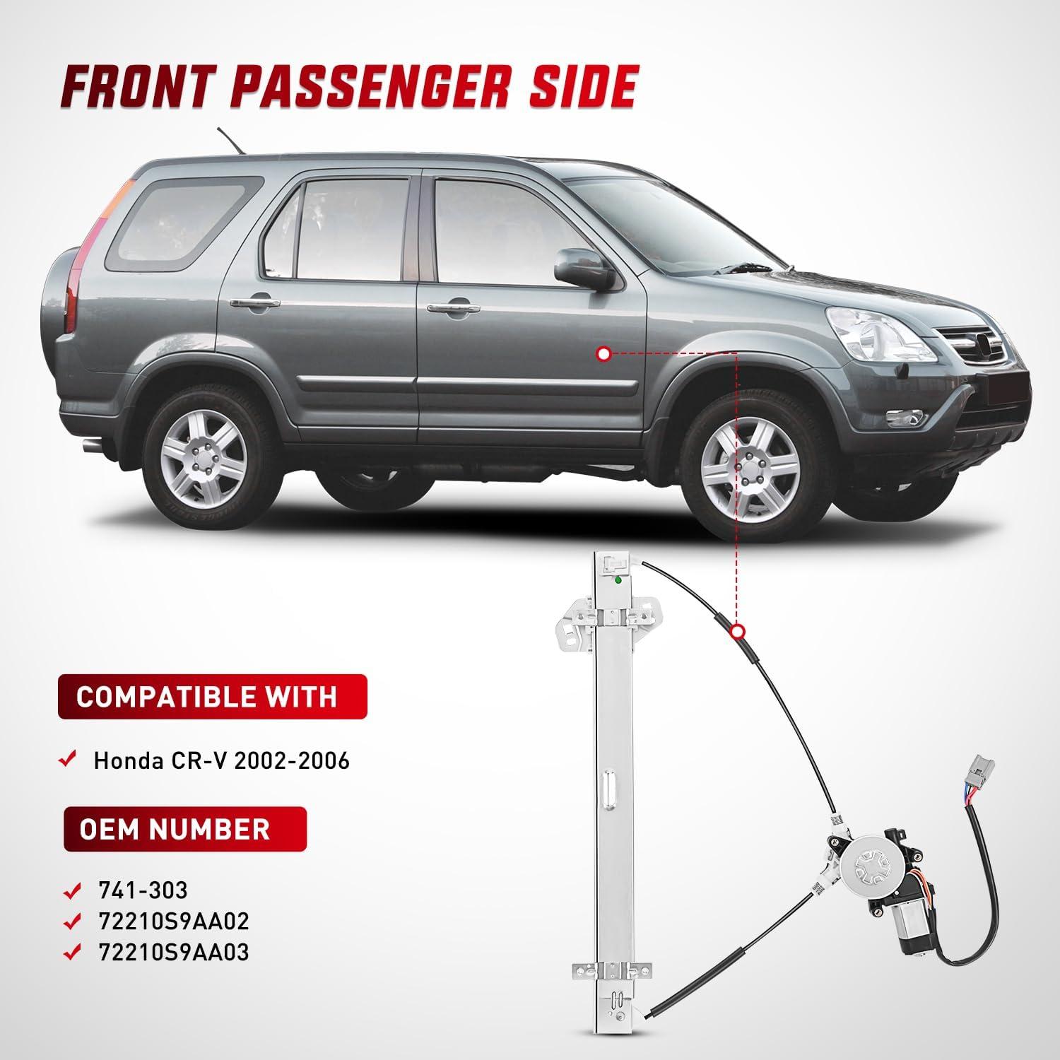 imageNilight Power Window Regulator with Motor Assembly Replacement for Honda CRV 2002 2003 2004 2005 2006 Front Passenger Side 741303