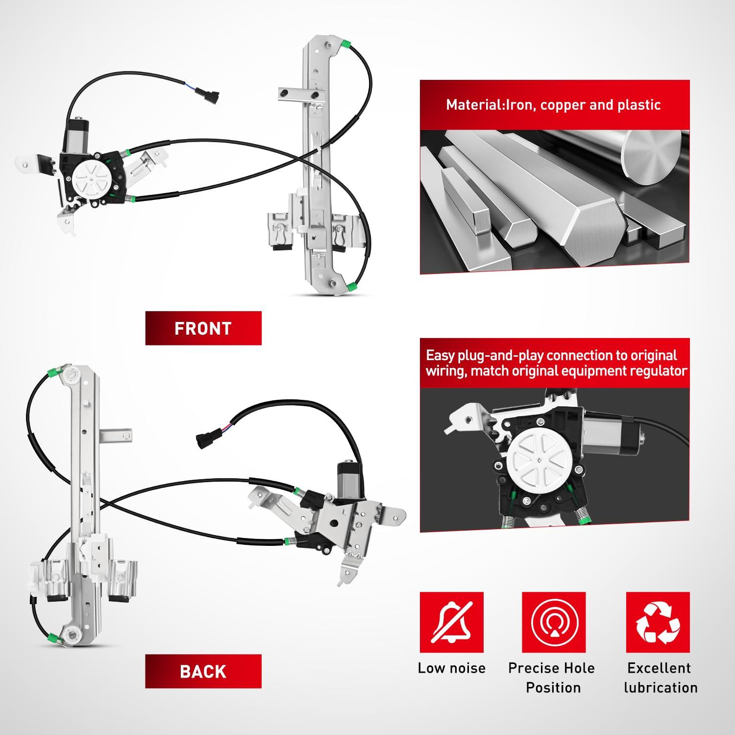 imageNilight Power Window Regulator with Motor Rear Driver SideCompatible with Cadillac EscaladeChevy TahoeGMC Yukon 2002 2003 2004 2005 2006Rear Left748228Rear Driver