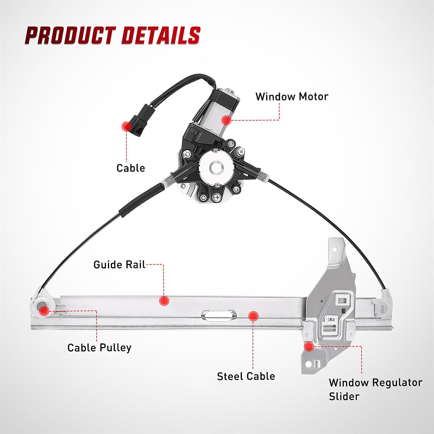 imageNilight Power Window RegulatorMotor Compatible with 2006 2007 2008 2009 2010 2011 2012 2013 Chevrolet ImpalaImpala Limited 2014 2015 2016 Rear Passenger Side 748511Front Passenger