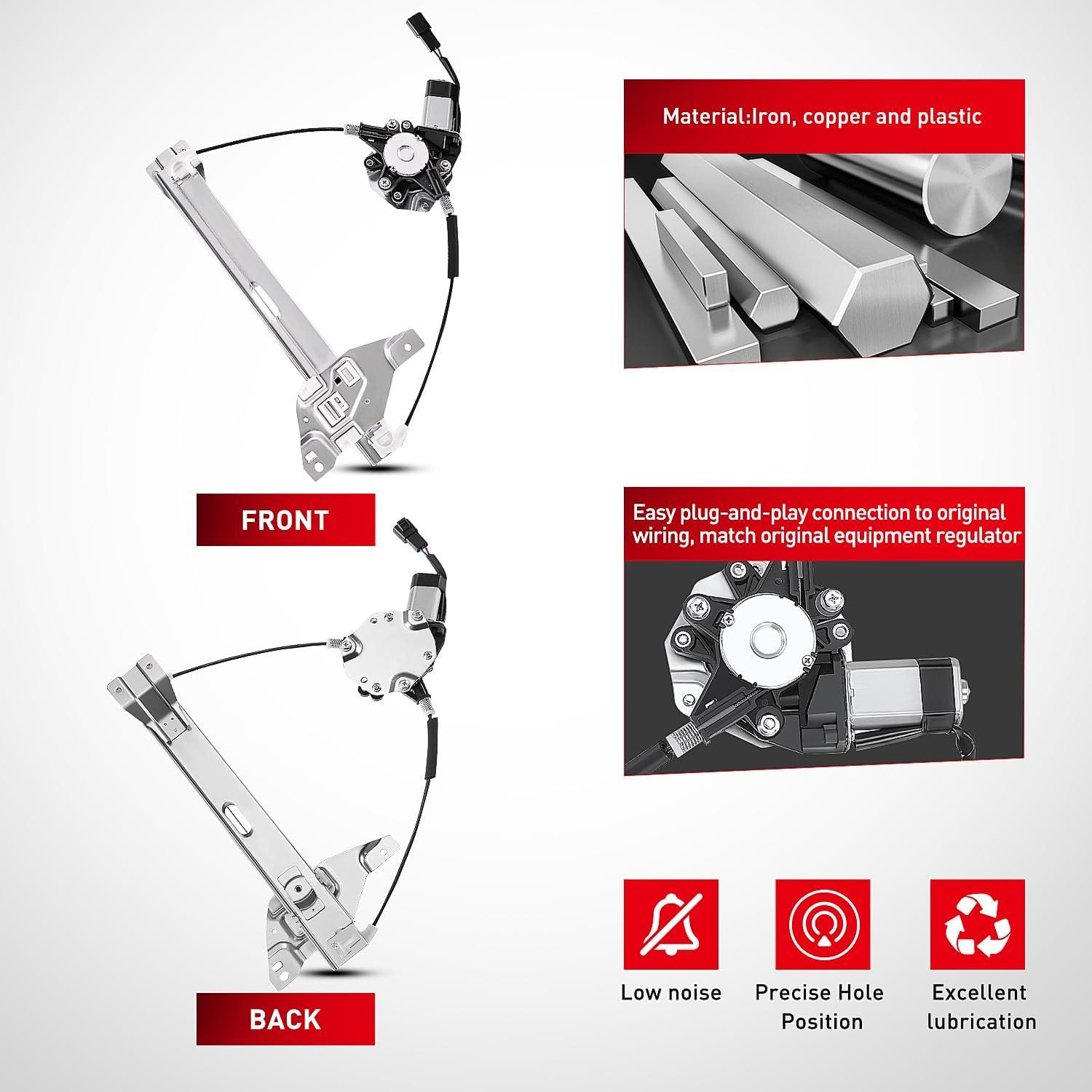 imageNilight Power Window RegulatorMotor Compatible with 2006 2007 2008 2009 2010 2011 2012 2013 Chevrolet ImpalaImpala Limited 2014 2015 2016 Rear Passenger Side 748511Rear Passenger