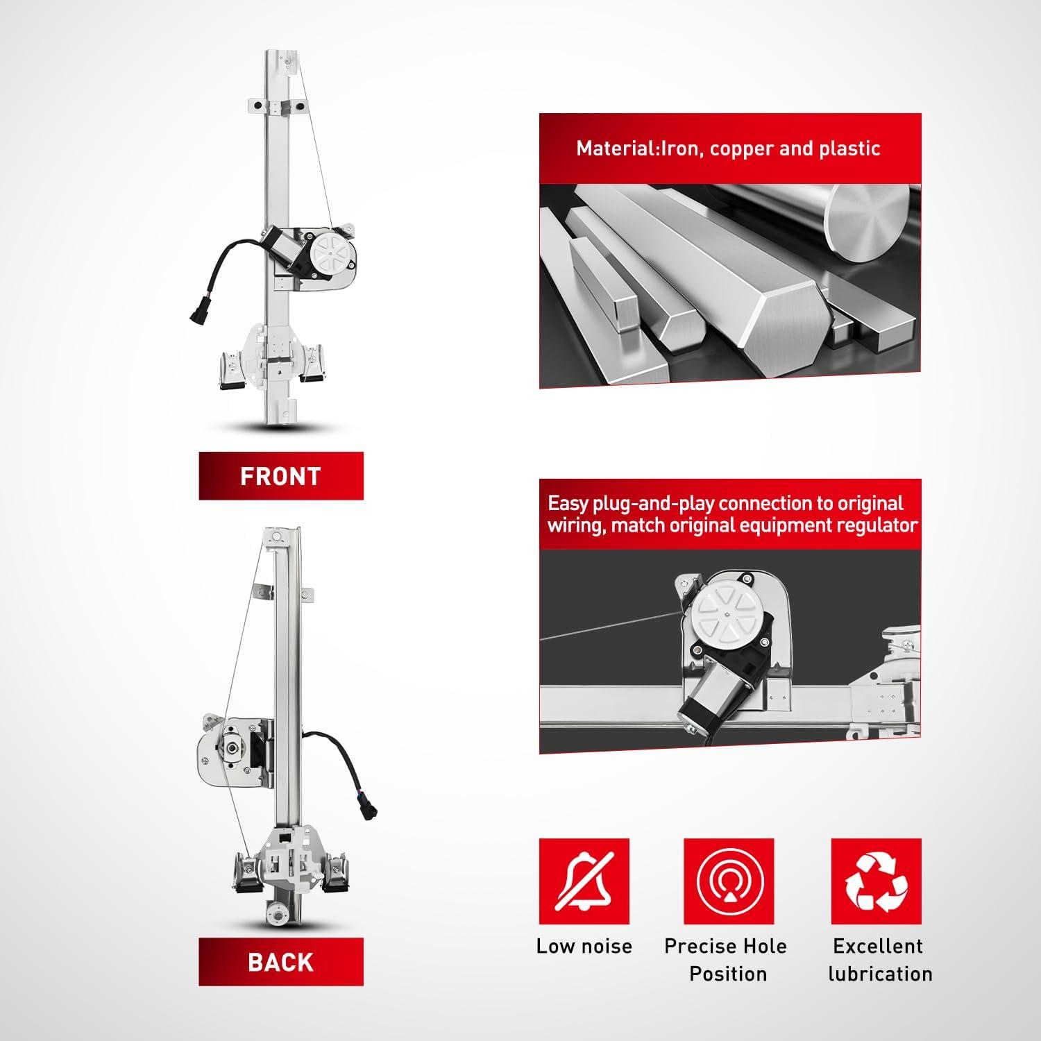 imageNilight Power Window RegulatorMotor Rear Driver Side Compatible with Chevrolet SilveradoGMC Sierra 1500 2500 HD 3500 HD 2007 2008 2009 2010 2011 2012 2013Rear Left741388