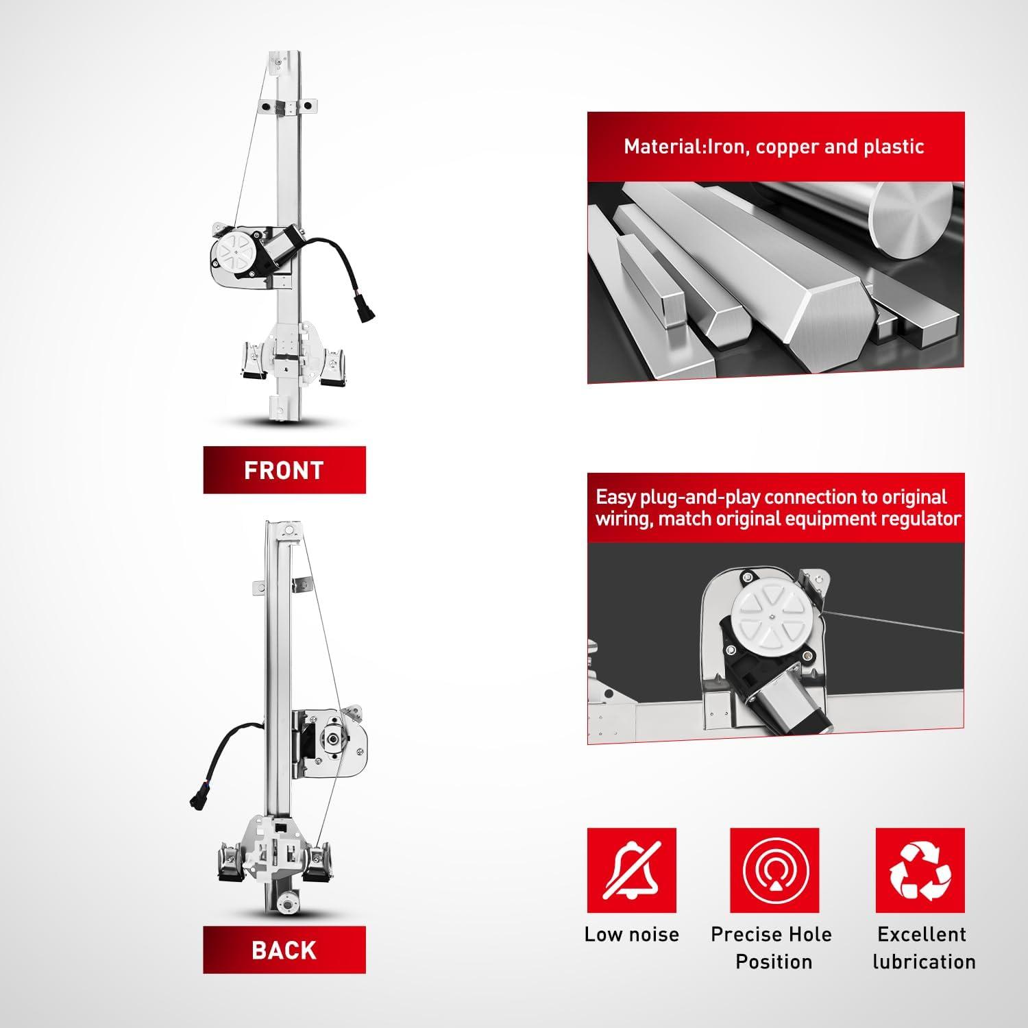 imageNilight Power Window RegulatorMotor Rear Passenger Side Compatible with Chevrolet SilveradoGMC Sierra 1500 2500 HD 3500 HD 2007 2008 2009 2010 2011 2012 2013Rear Right741389