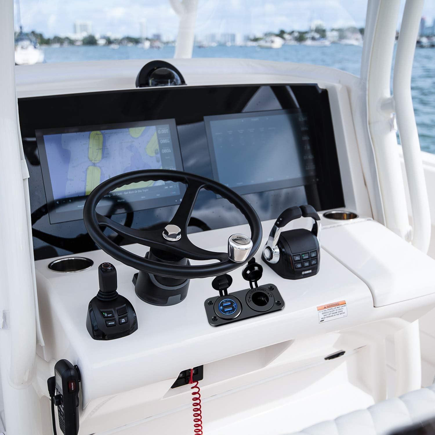 imageNilight QC 30 Dual USB Charger and Cigarette Lighter Socket PreWired 12V24V with Cigar Power for Cars TrucksDual USB Socket