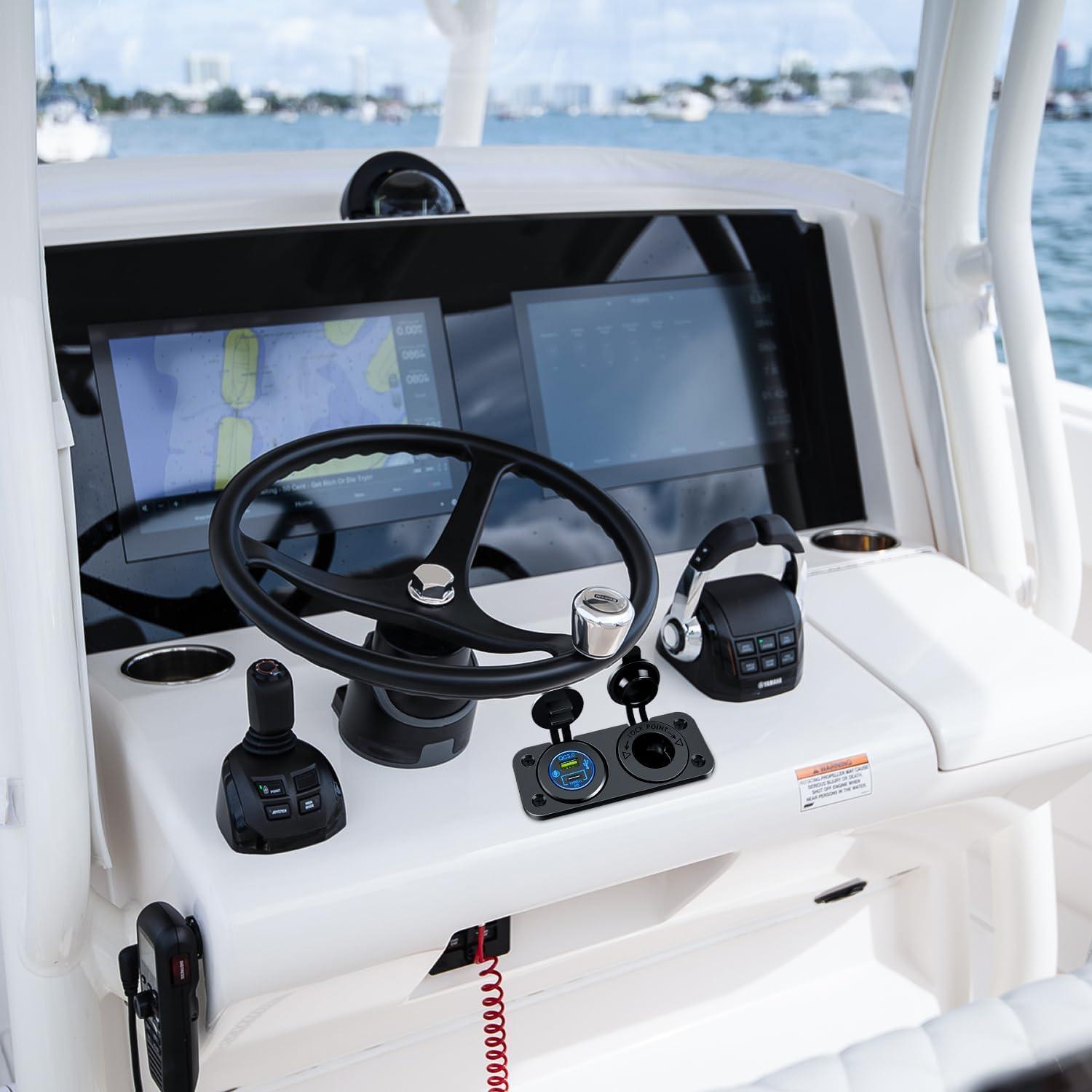 imageNilight QC 30 Dual USB Charger and Cigarette Lighter Socket PreWired 12V24V with Cigar Power for Cars TrucksType C USB Socket