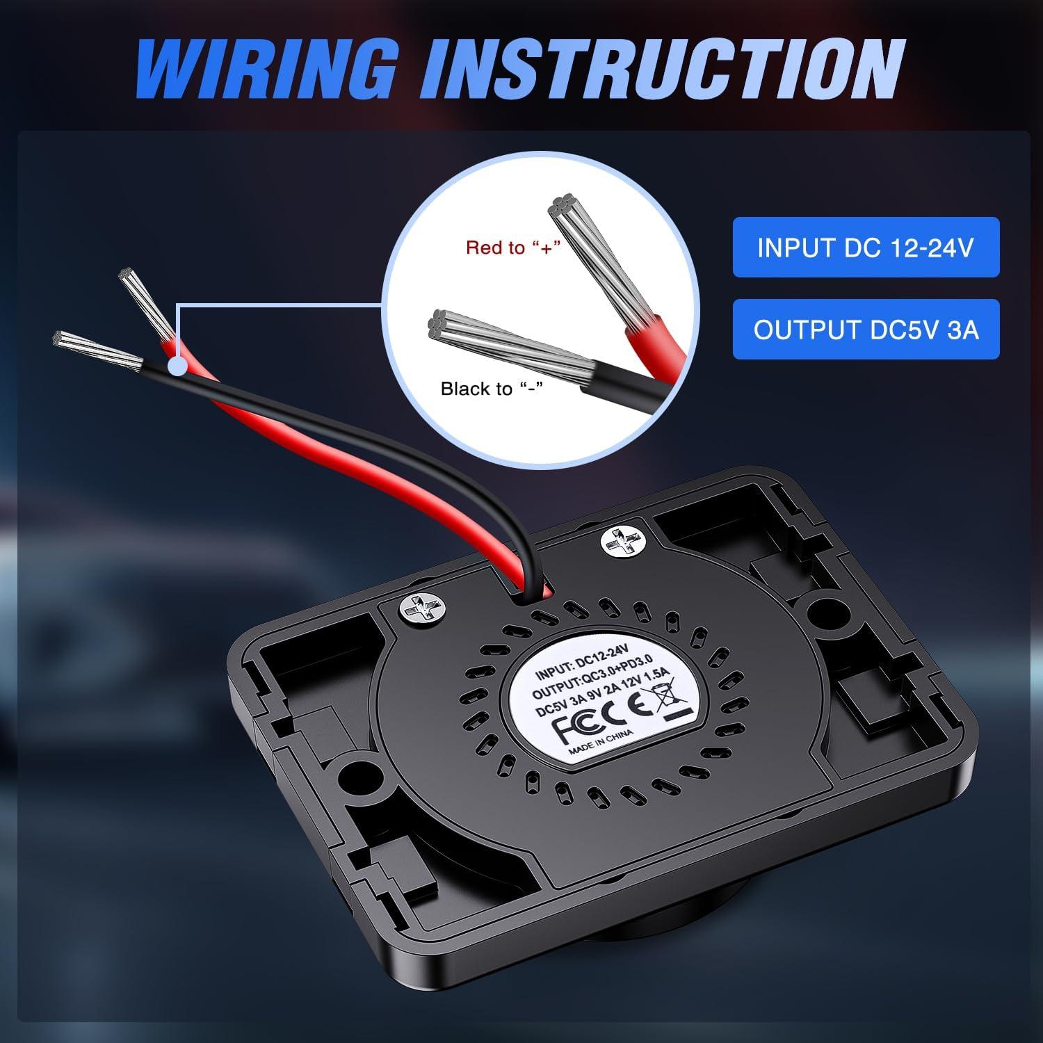 imageNilight Quick USB Outlet Socket 12V 24V Dual USBs Connector 5V 48A Car Outlets with Waterproof Cover Rotating Cap LED Light for Cars Trucks Motorcycle RVs CampersUSBPD Type C