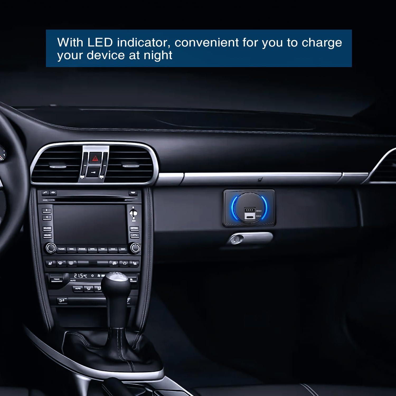 imageNilight Quick USB Outlet Socket 12V 24V Dual USBs Connector 5V 48A Car Outlets with Waterproof Cover Rotating Cap LED Light for Cars Trucks Motorcycle RVs CampersUSBPD Type C