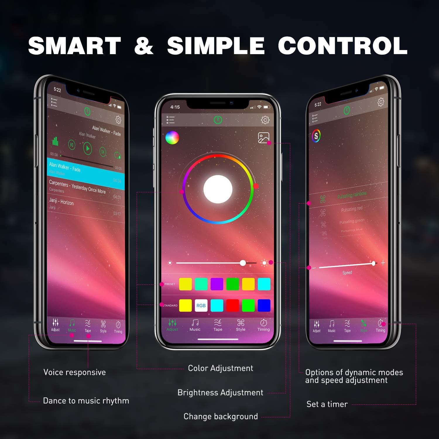 imageNilight RGB LED Rock Lights Kit 8 pods Underglow Neon Multicolor with Bluetooth App Control Music Mode IP68 Exterior Wheel Well Party Lamp for ATV UTV Golf Cart Truck Boat RVRGB Red  Green  Blue