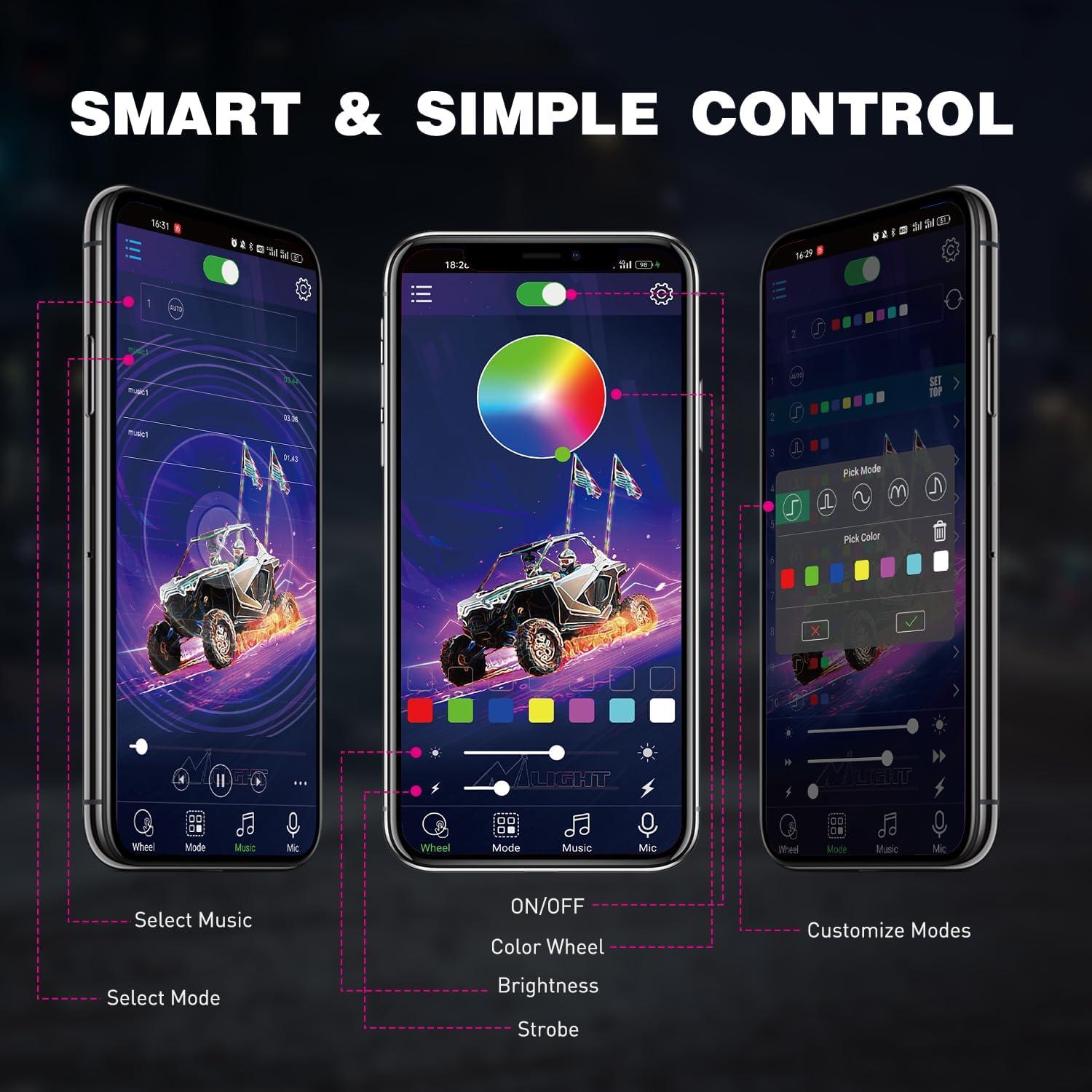 imageNilight RGB LED Rock Lights Kit 8 pods Underglow Neon Multicolor with Bluetooth App Control Music Mode IP68 Exterior Wheel Well Party Lamp for ATV UTV Golf Cart Truck Boat RVRGB Red  Green  Blue