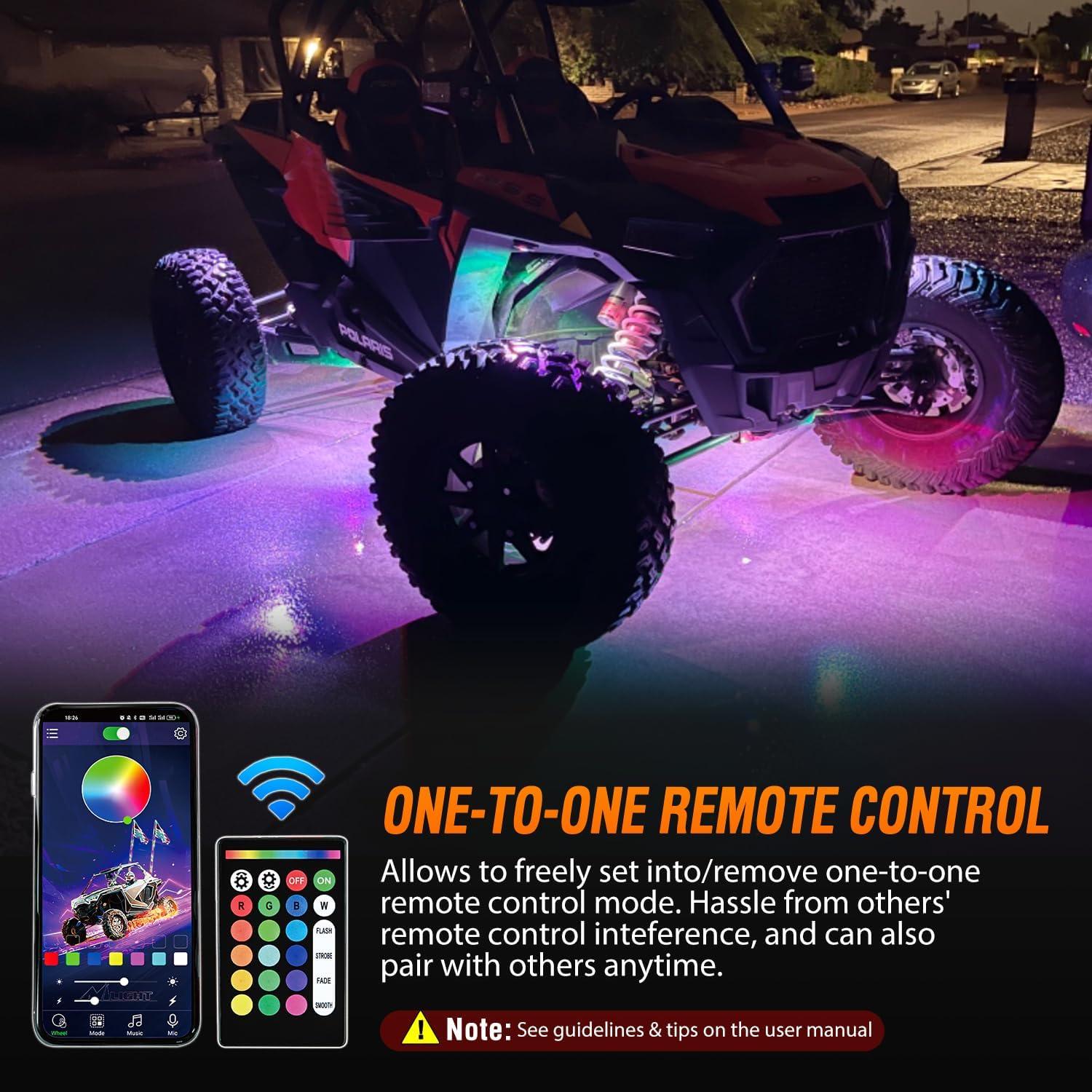 imageNilight RGB LED Rock Lights Kit 8 pods Underglow Neon Multicolor with Bluetooth App Control Music Mode IP68 Exterior Wheel Well Party Lamp for ATV UTV Golf Cart Truck Boat RVRGB Red  Green  Blue