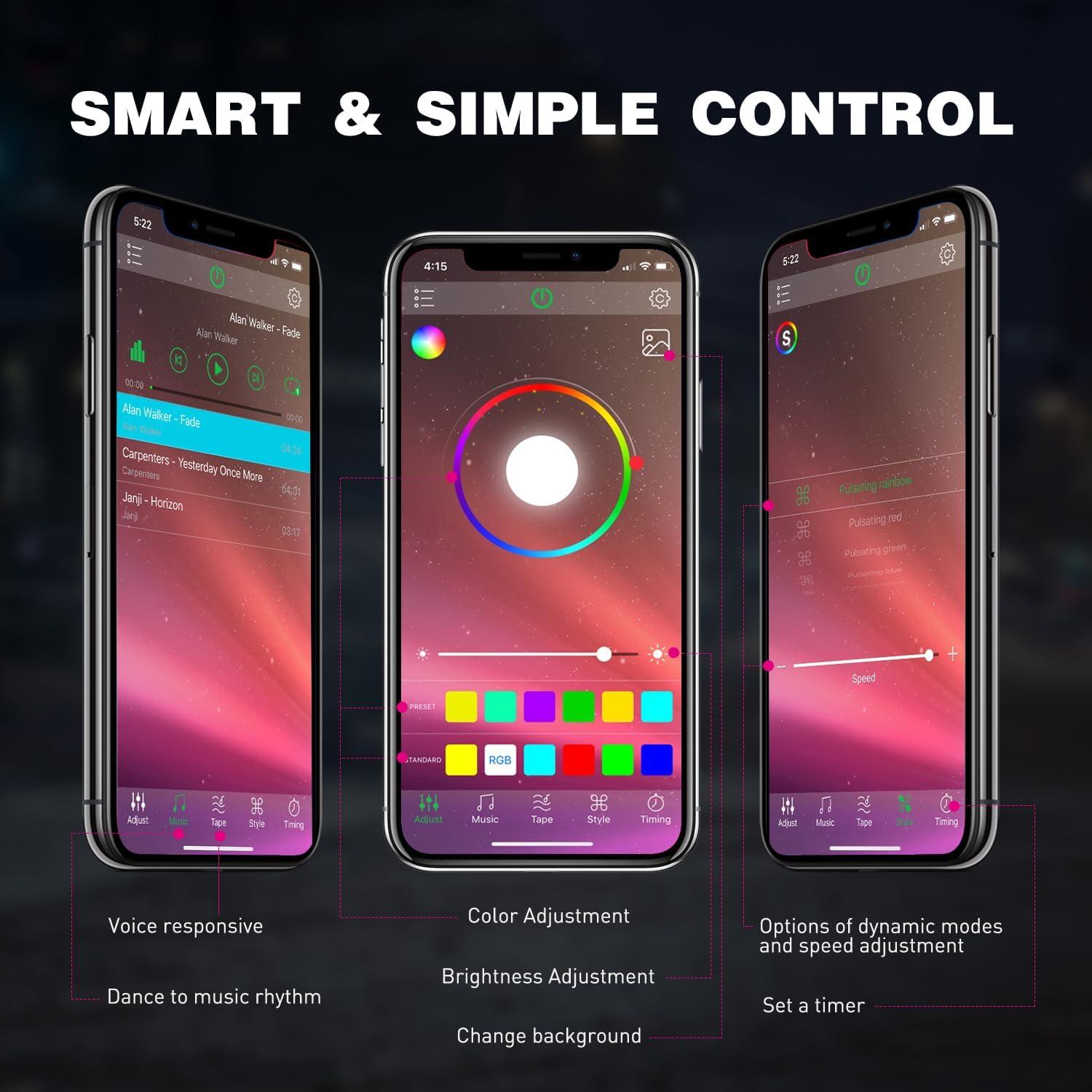 imageNilight RGB LED Rock Lights Kit 8 pods Underglow Neon Multicolor with Bluetooth App Control Music Mode IP68 Exterior Wheel Well Party Lamp for ATV UTV Golf Cart Truck Boat RVRGB Red  Green  Blue