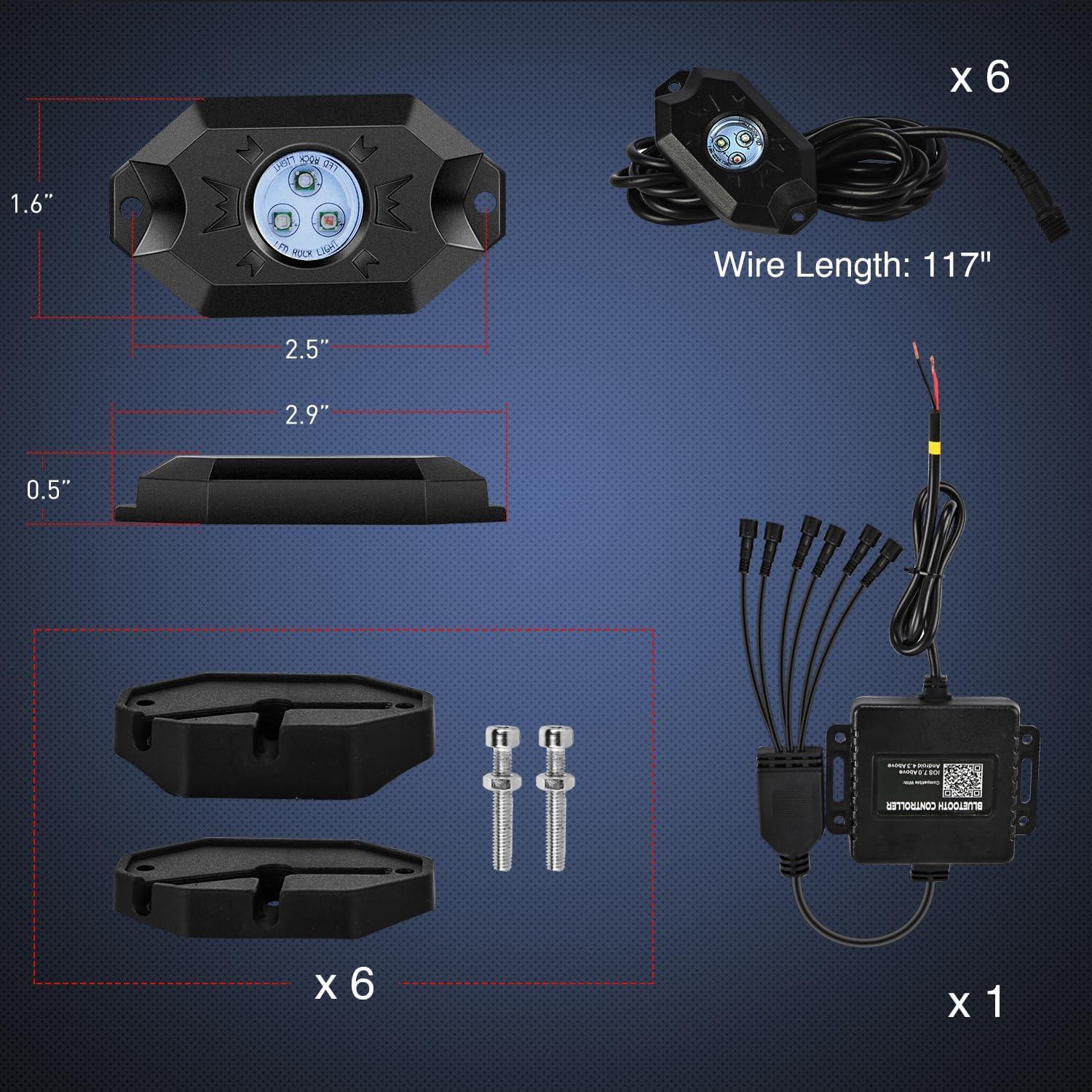 imageNilight RGB LED Rock Lights Kit 8 pods Underglow Neon Multicolor with Bluetooth App Control Music Mode IP68 Exterior Wheel Well Party Lamp for ATV UTV Golf Cart Truck Boat RVRGB Red  Green  Blue