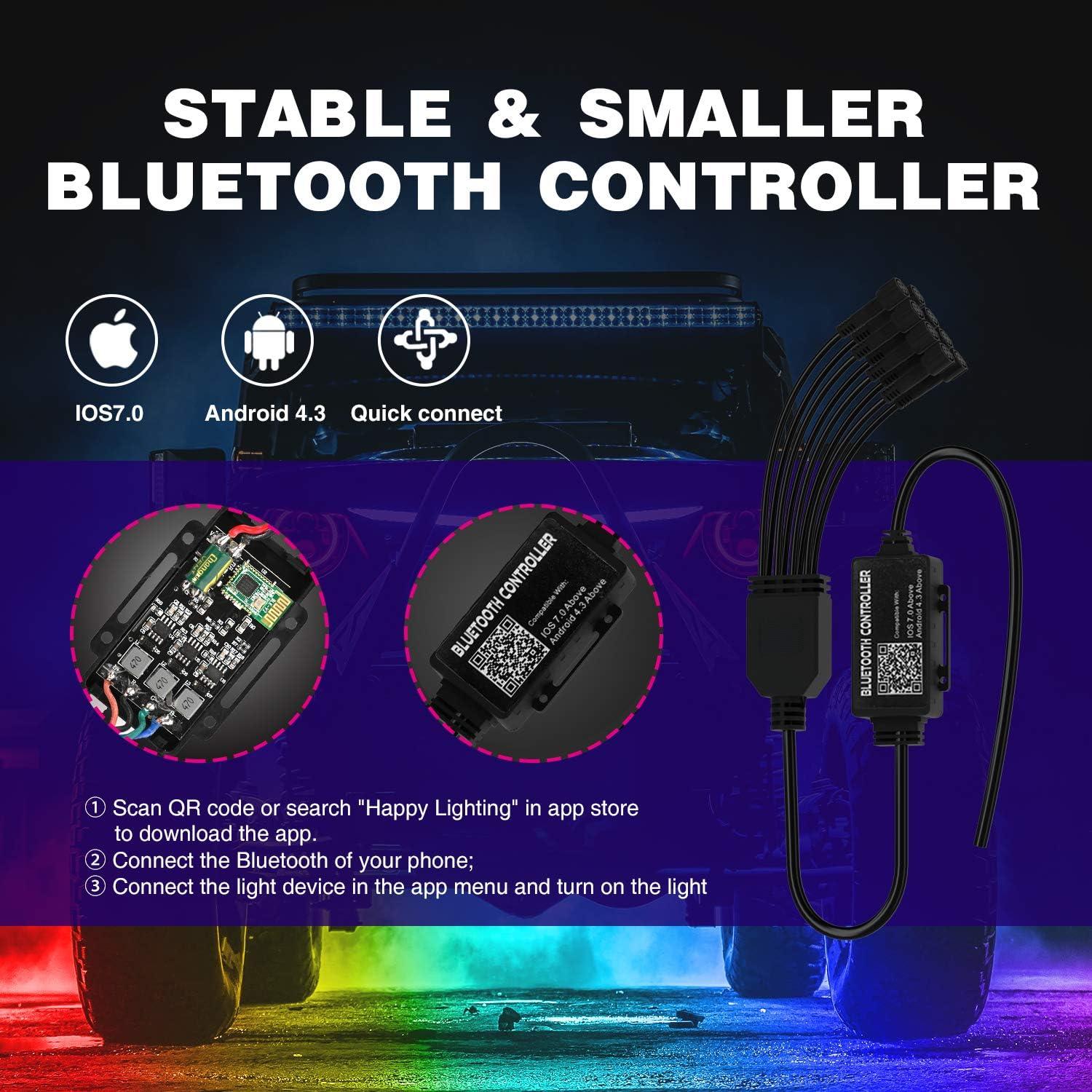 imageNilight RGB LED Rock Lights Kit 8 pods Underglow Neon Multicolor with Bluetooth App Control Music Mode IP68 Exterior Wheel Well Party Lamp for ATV UTV Golf Cart Truck Boat RVRGB Red  Green  Blue