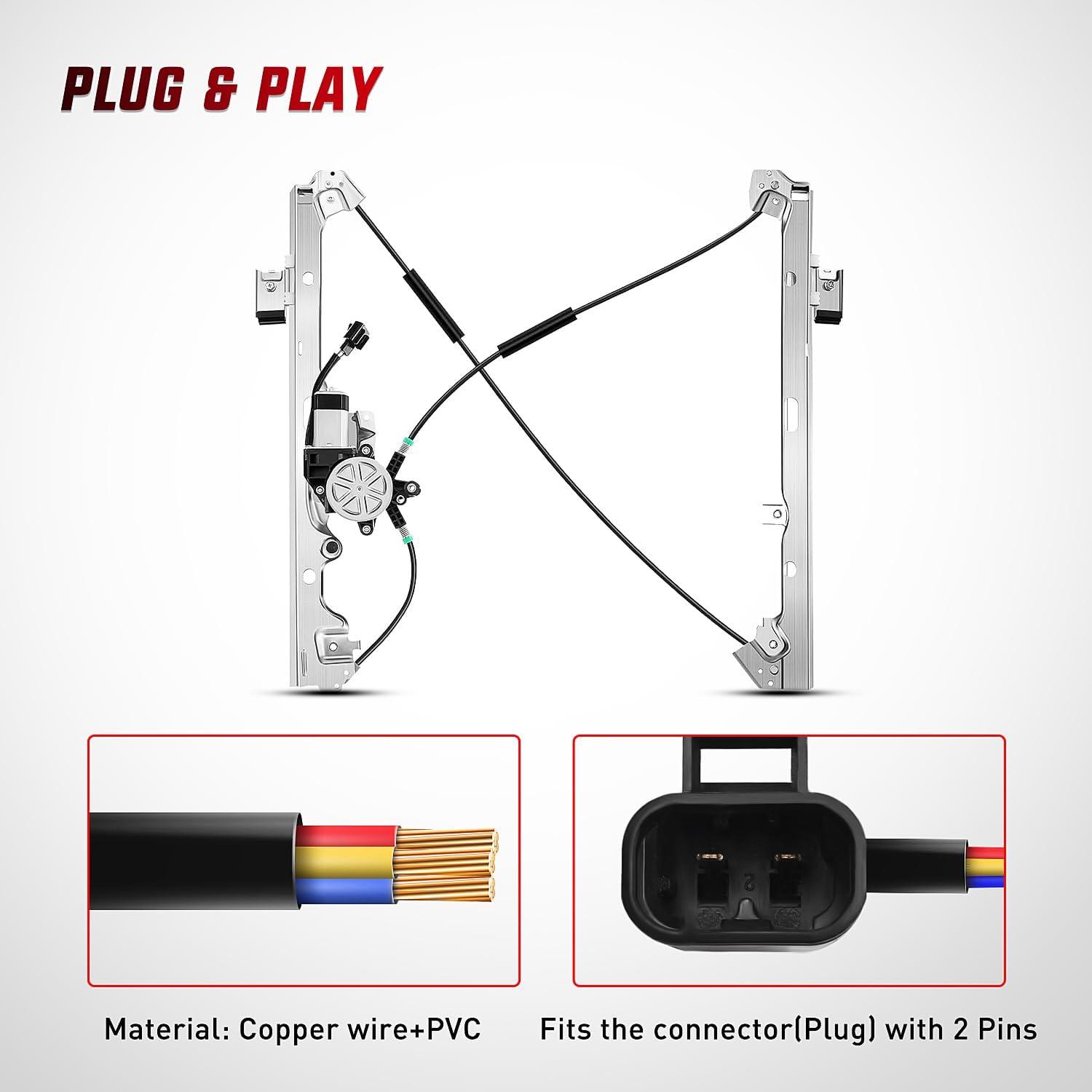 imageNilight Rear Passenger Side Power Window RegulatorMotor Compatible with 2001 2002 2003 2004 2005 2006 Chevrolet Avalanche Silverado Suburban GMC Sierra Yukon XL 1500 2500 3500 741645Front Driver