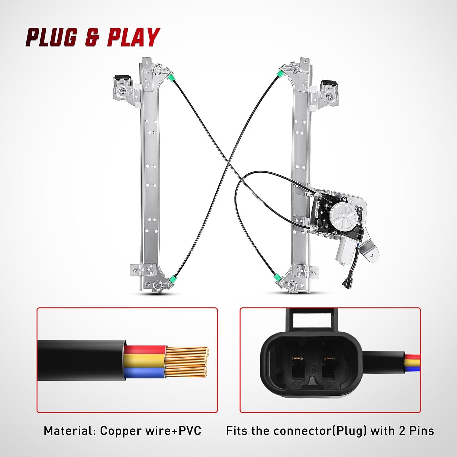 imageNilight Rear Passenger Side Power Window RegulatorMotor Compatible with 2001 2002 2003 2004 2005 2006 Chevrolet Avalanche Silverado Suburban GMC Sierra Yukon XL 1500 2500 3500 741645Rear Passenger