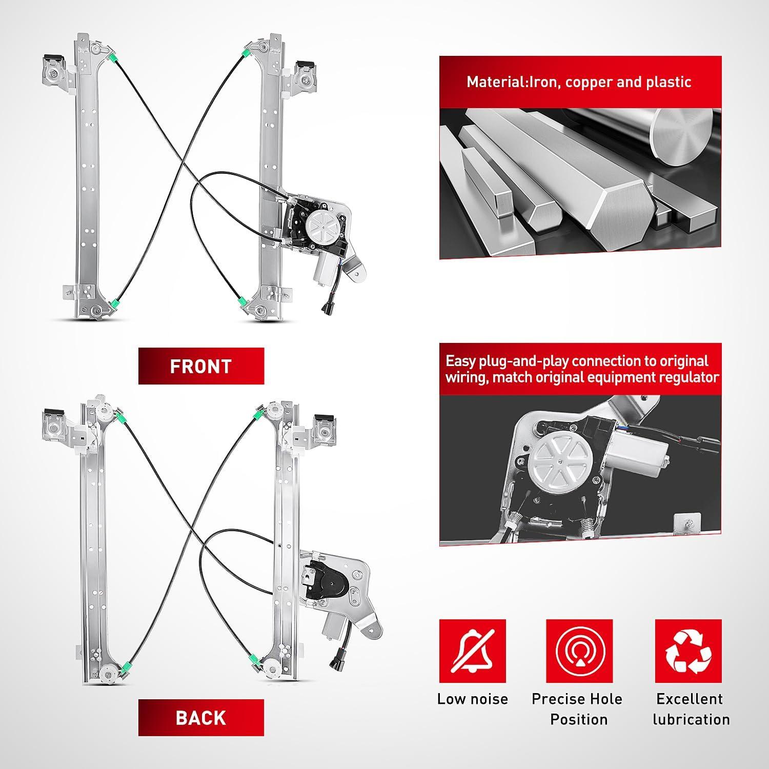 imageNilight Rear Passenger Side Power Window RegulatorMotor Compatible with 2001 2002 2003 2004 2005 2006 Chevrolet Avalanche Silverado Suburban GMC Sierra Yukon XL 1500 2500 3500 741645Rear Passenger