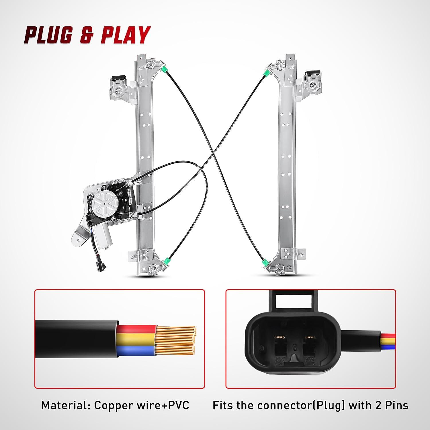 imageNilight Rear Passenger Side Power Window RegulatorMotor Compatible with 2001 2002 2003 2004 2005 2006 Chevrolet Avalanche Silverado Suburban GMC Sierra Yukon XL 1500 2500 3500 741645Rear Driver