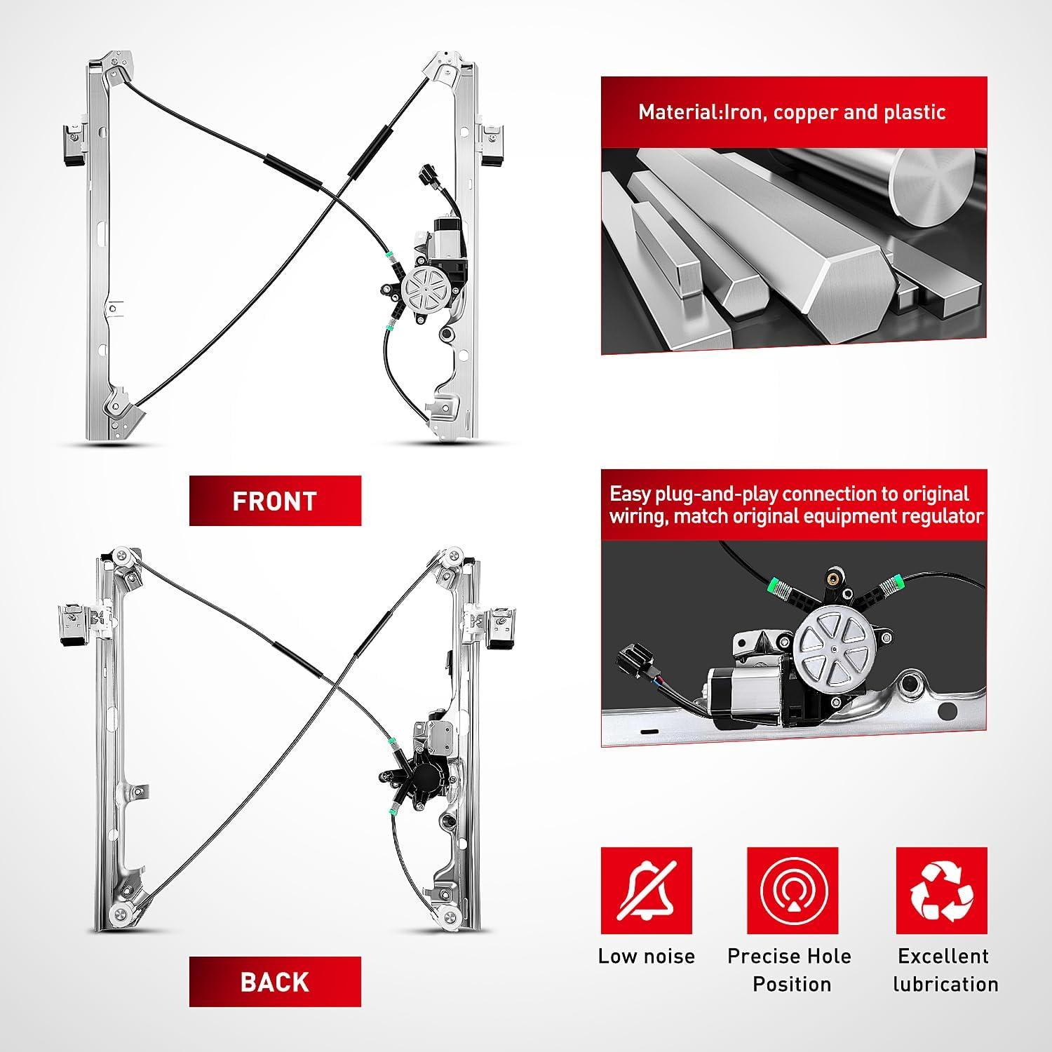 imageNilight Rear Passenger Side Power Window RegulatorMotor Compatible with 2001 2002 2003 2004 2005 2006 Chevrolet Avalanche Silverado Suburban GMC Sierra Yukon XL 1500 2500 3500 741645Front Passenger