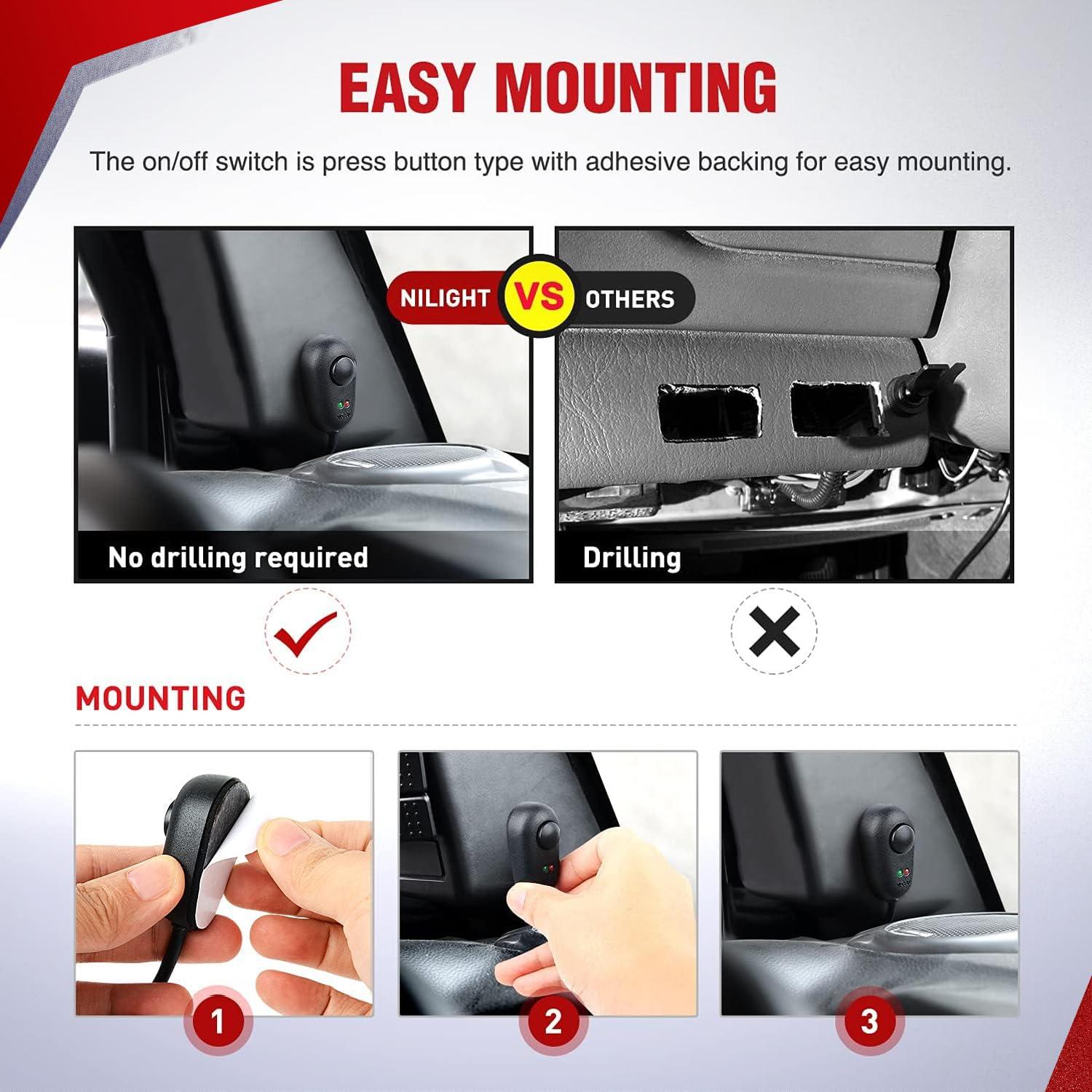 imageNilight Remote Wiring Harness for LED Light Bar Wireless Strobe Flash Work Driving Lights 12V 15A 16AWG Controller 5PIN Switch Waterproof Power Relay Blade Fuse2 Leads16AWG2 Lead Remote Flash