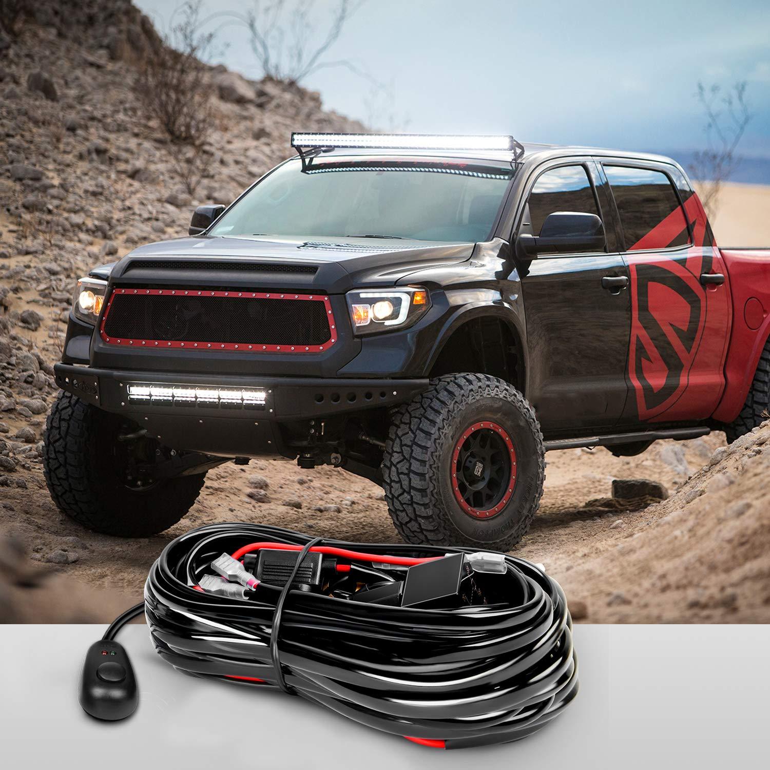 imageNilight Remote Wiring Harness for LED Light Bar Wireless Strobe Flash Work Driving Lights 12V 15A 16AWG Controller 5PIN Switch Waterproof Power Relay Blade Fuse2 Leads16AWG2 Lead