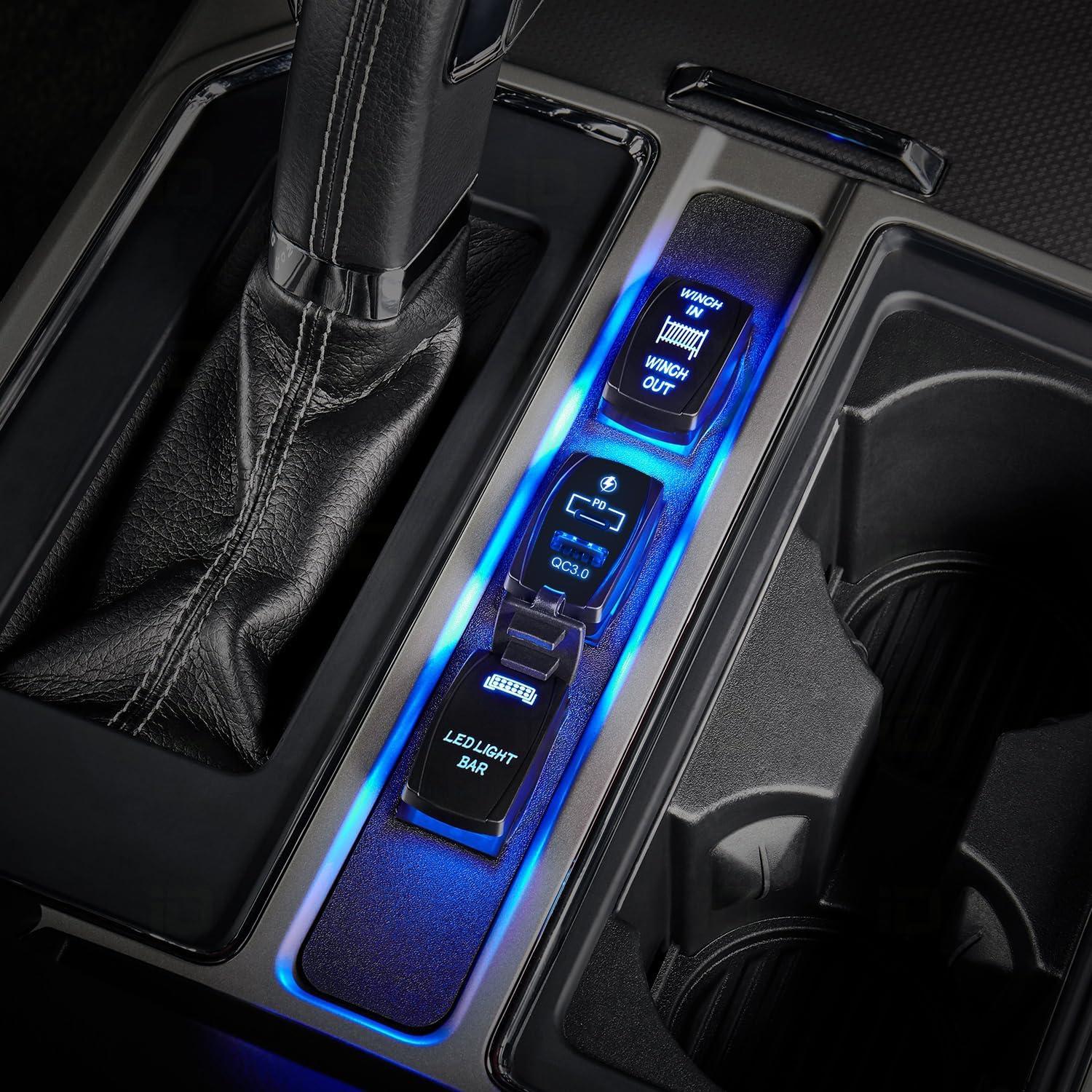 imageNilight Rocker Switch Style USB Outlet Socket Fits Panel 42A PD Type C and QC 30 12V 24V Fast Socket Dual Outlets Port for Cars Boats Trucks RVsType C  USB