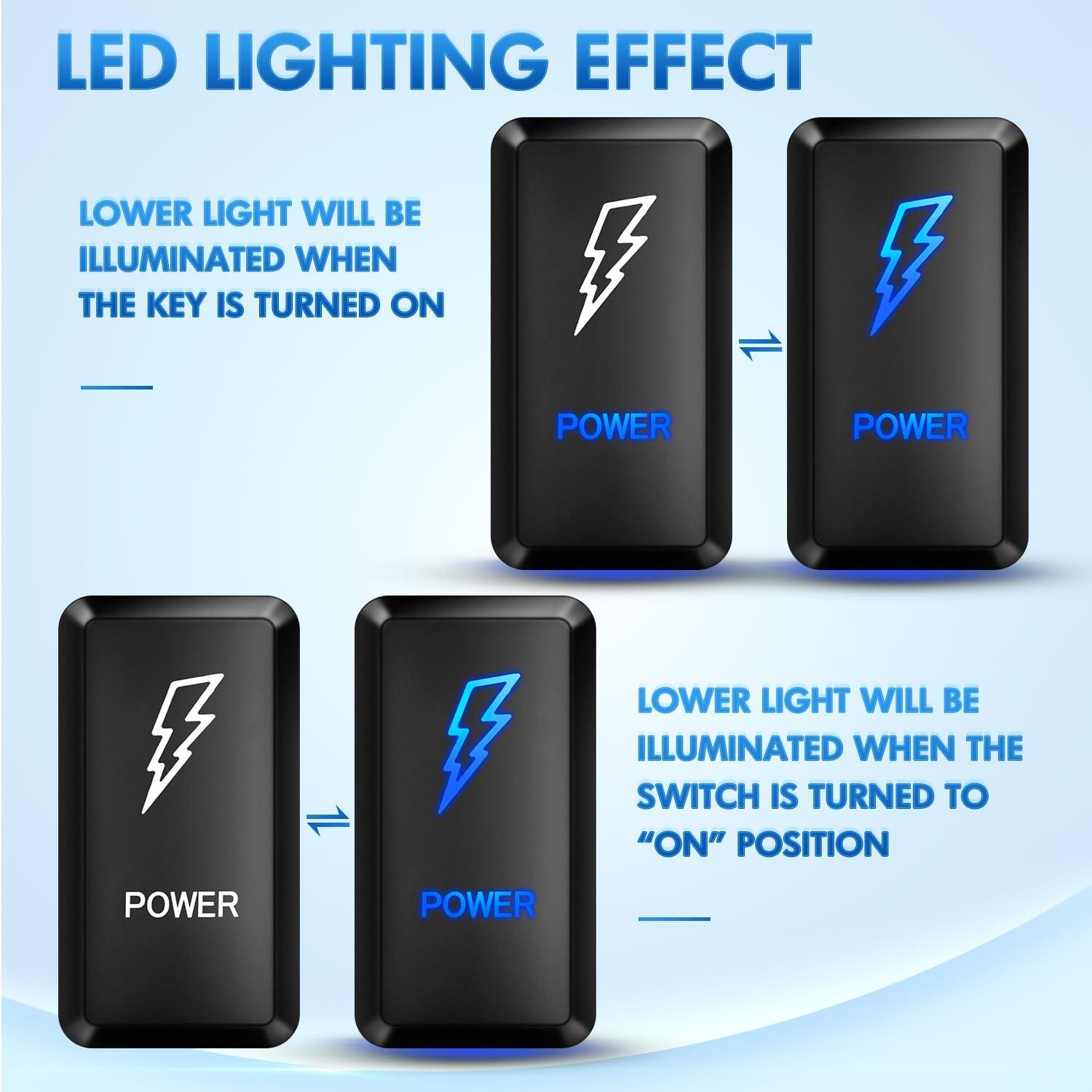 imageNilight Rocker Switch Style USB Outlet Socket LED Voltmeter 12V PD Type C and QC 30 Outlets Car Using 154quot x 083quot Replacement with Inline Fuse for Tacoma Tundra 4Runner FJ Cruiser Hilux FortunerPOWER