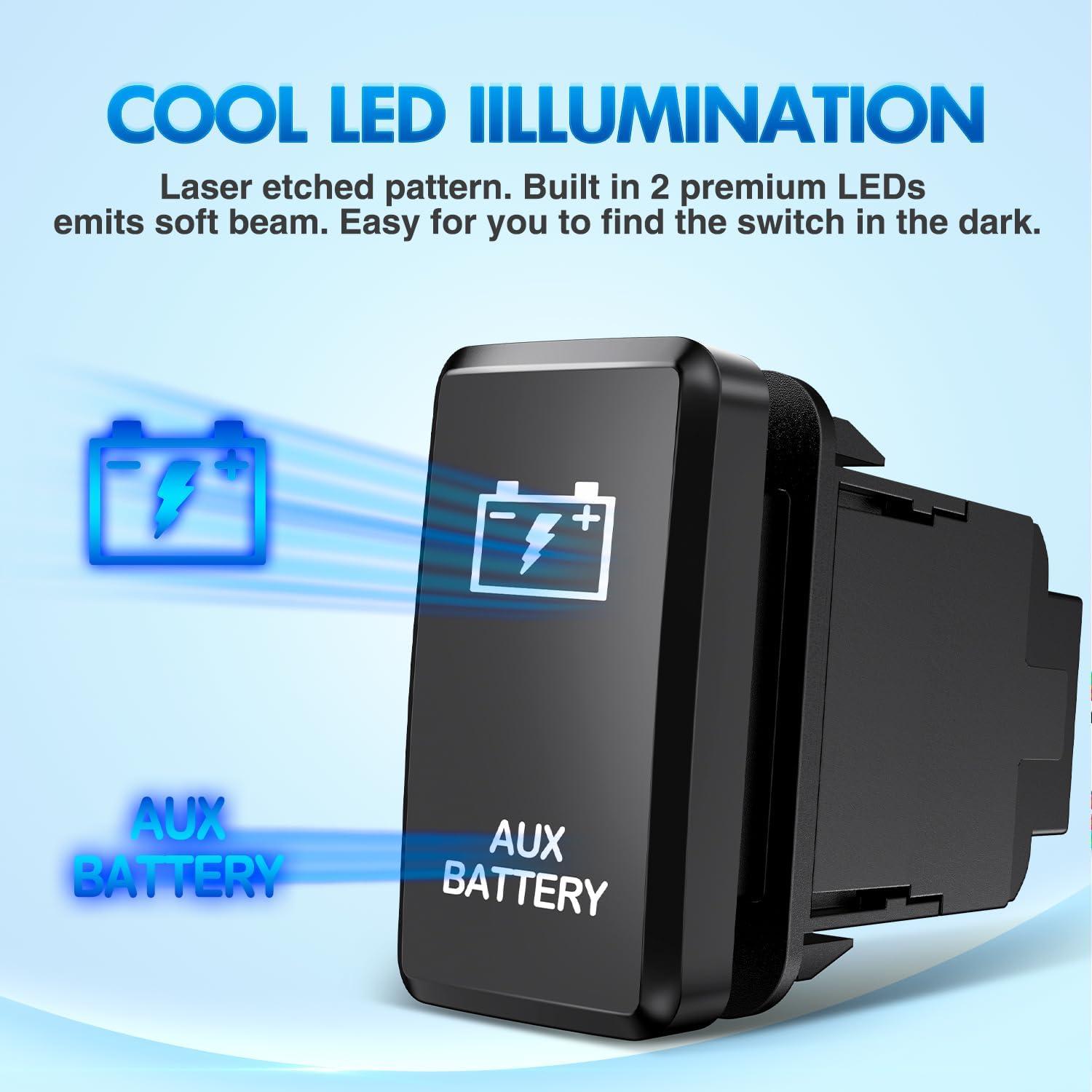 imageNilight Rocker Switch Style USB Outlet Socket LED Voltmeter 12V PD Type C and QC 30 Outlets Car Using 154quot x 083quot Replacement with Inline Fuse for Tacoma Tundra 4Runner FJ Cruiser Hilux FortunerAUX BATTERY