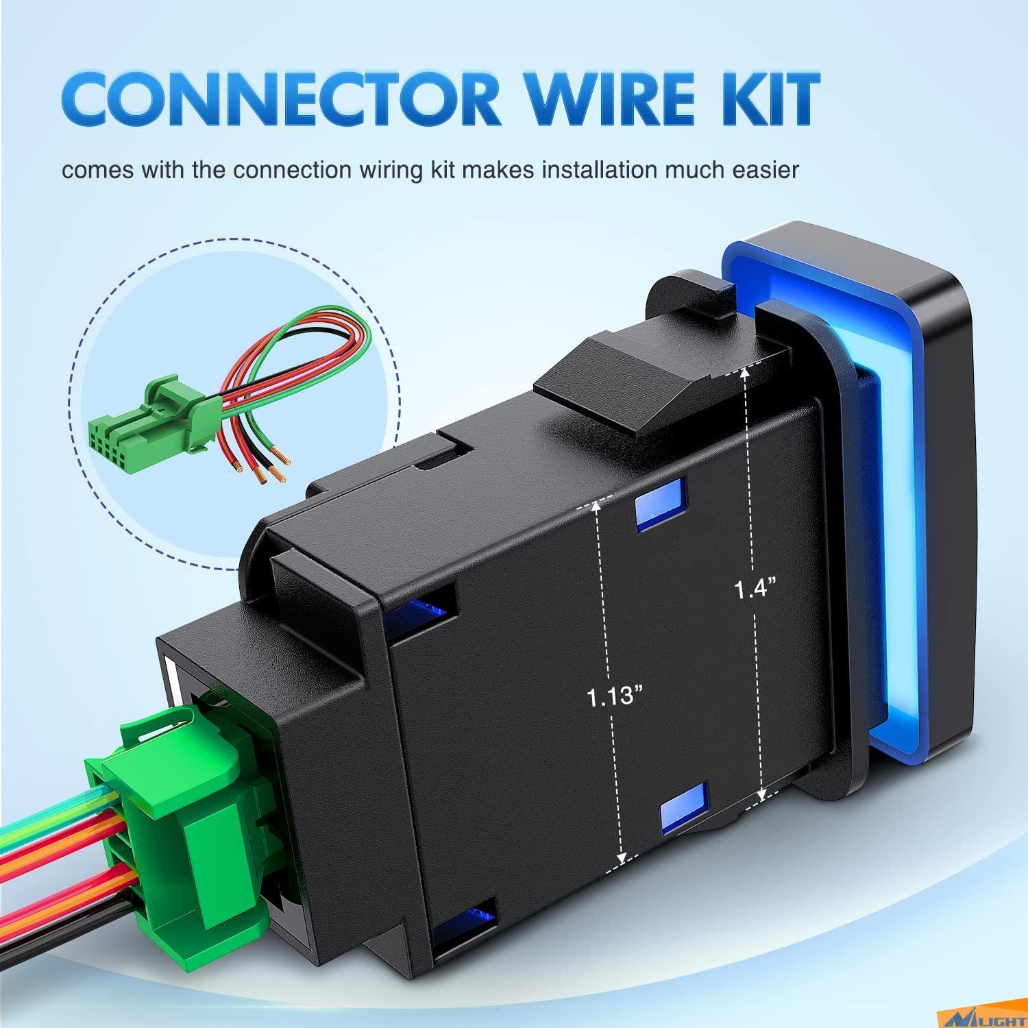 imageNilight Rocker Switch Style USB Outlet Socket LED Voltmeter 12V PD Type C and QC 30 Outlets Car Using 154quot x 083quot Replacement with Inline Fuse for Tacoma Tundra 4Runner FJ Cruiser Hilux FortunerLED LIGHT BAR