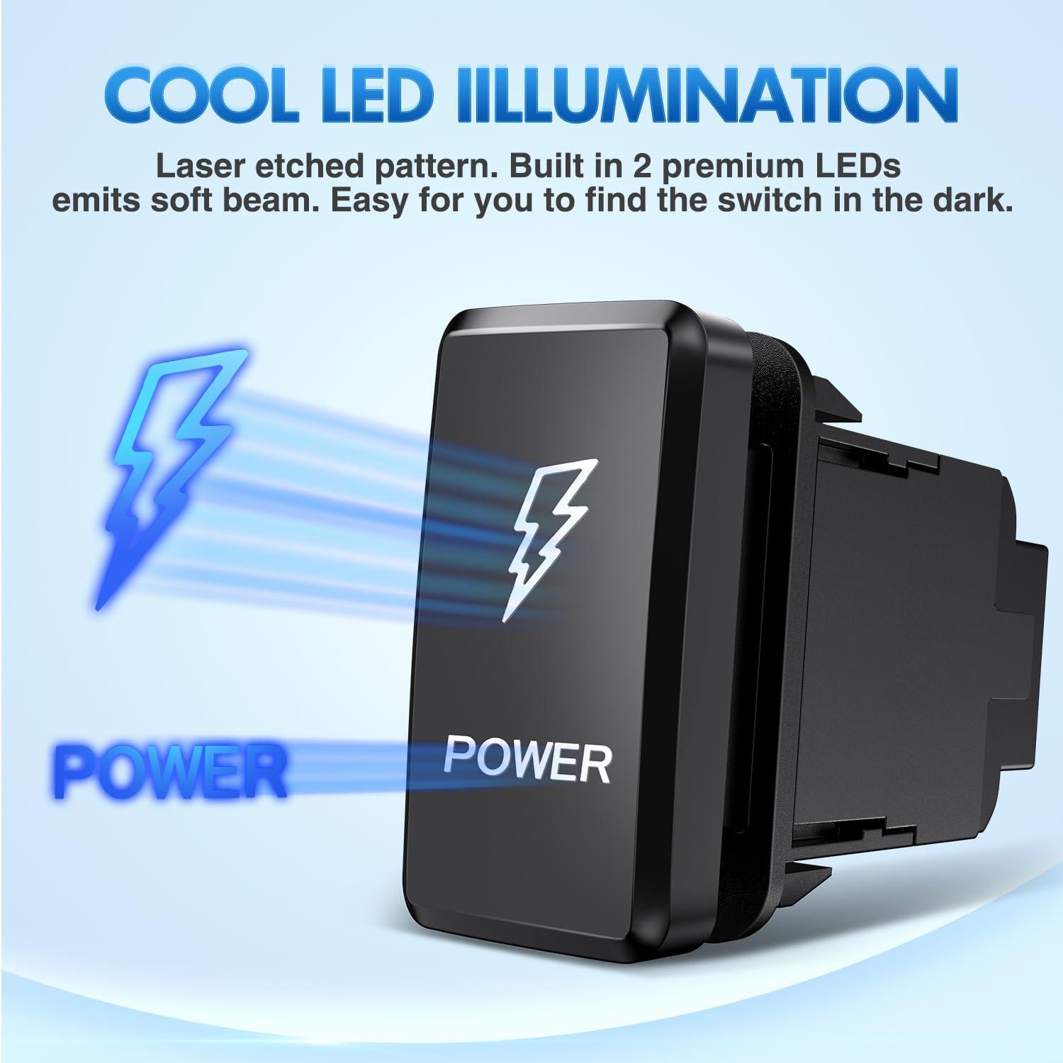 imageNilight Rocker Switch Style USB Outlet Socket LED Voltmeter 12V PD Type C and QC 30 Outlets Car Using 154quot x 083quot Replacement with Inline Fuse for Tacoma Tundra 4Runner FJ Cruiser Hilux FortunerPOWER