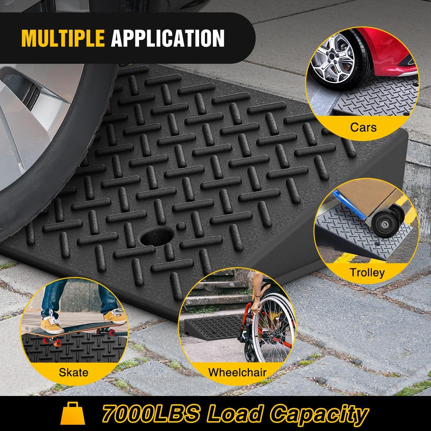 imageNilight Rubber Curb Ramps 63 Inches Rise Height Heavy Duty Rubber Threshold Ramp Portable Driveway Ramps for Cars Wheelchairs Scooter Lawn Mower 7000lbs Load Capacity 2 Pack63 Rise