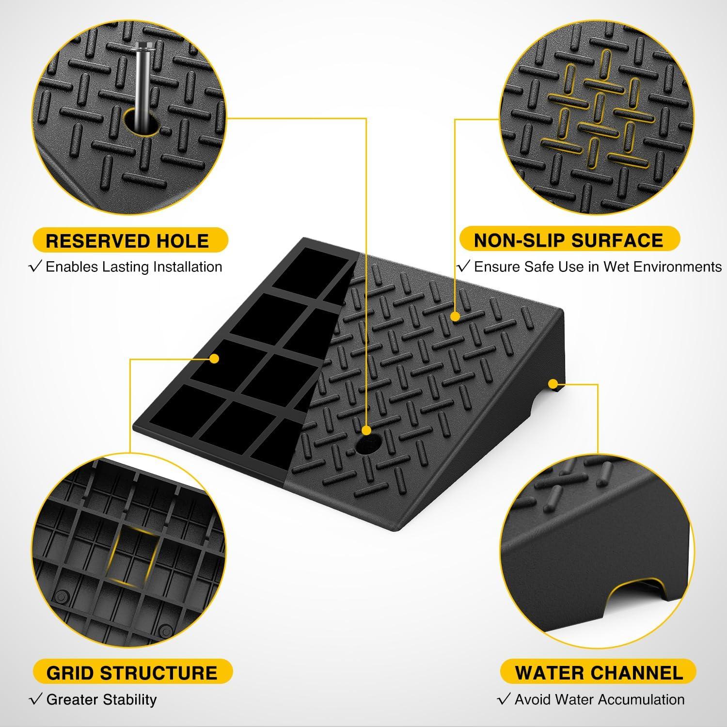 imageNilight Rubber Curb Ramps 63 Inches Rise Height Heavy Duty Rubber Threshold Ramp Portable Driveway Ramps for Cars Wheelchairs Scooter Lawn Mower 7000lbs Load Capacity 2 Pack5 Rise