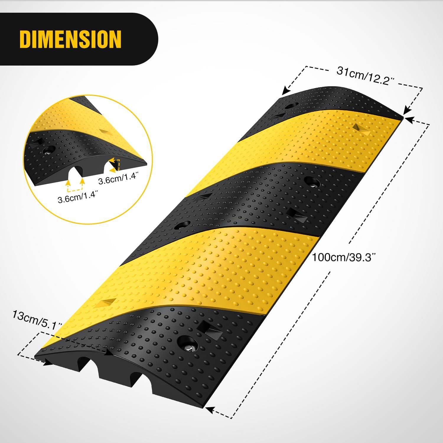 imageNilight Rubber Speed Bump 393quot Heavy Duty 2 Channel Cable Protector Speed Humps for Garage Gravel Roads Asphalt Concrete 19000 lbs Load Capacity 2Pack