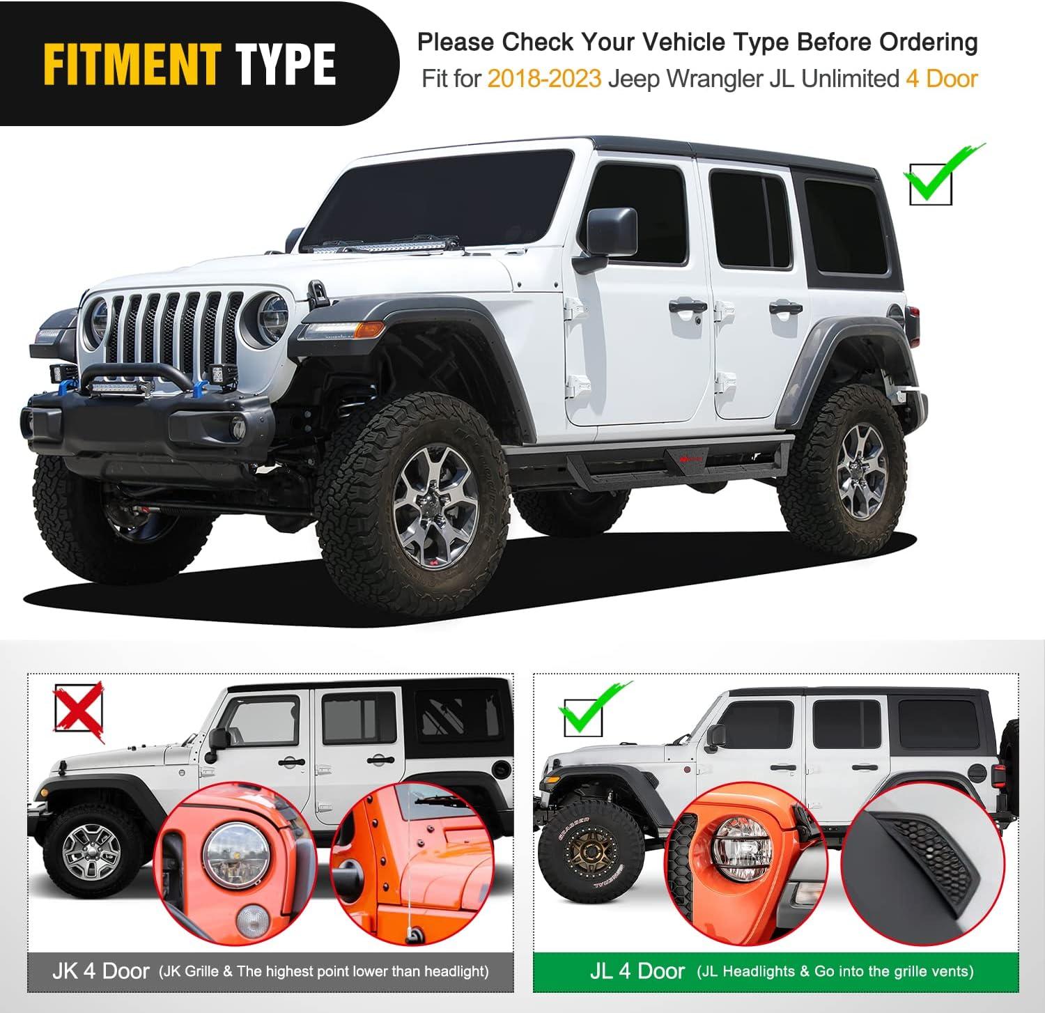 imageNilight Running Boards for 2018 2019 2020 2021 2022 2023 2024 Wrangler JL 2 Door Side Step Nerf Bars 6 Inch ABS Plastic Matte Black Not for JK ModelJL 4 Door20182024Jeep Wrangler