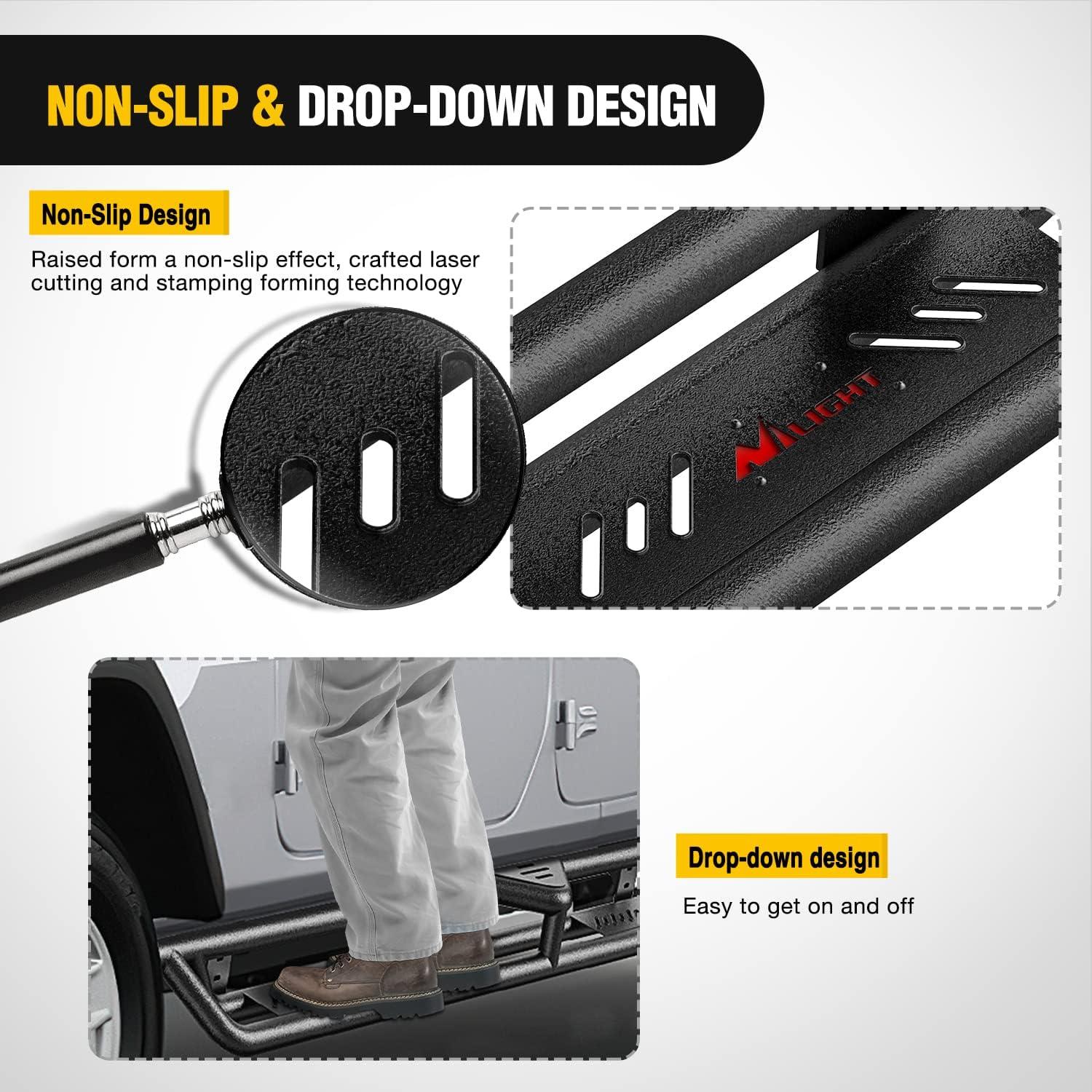 imageNilight Running Boards for 2018 2019 2020 2021 2022 2023 2024 Wrangler JL 2 Door Side Step Nerf Bars 6 Inch ABS Plastic Matte Black Not for JK ModelJT 4 Door20202023Jeep Gladiator