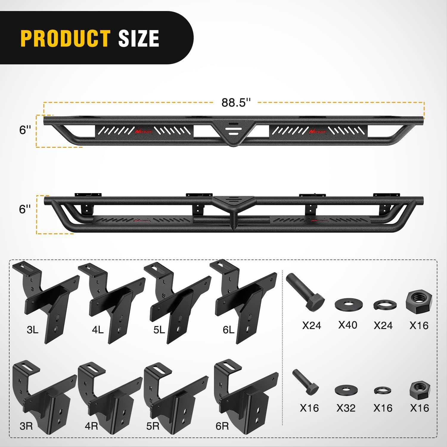 imageNilight Running Boards for 2018 2019 2020 2021 2022 2023 2024 Wrangler JL 2 Door Side Step Nerf Bars 6 Inch ABS Plastic Matte Black Not for JK ModelJT 4 Door20202023Jeep Gladiator