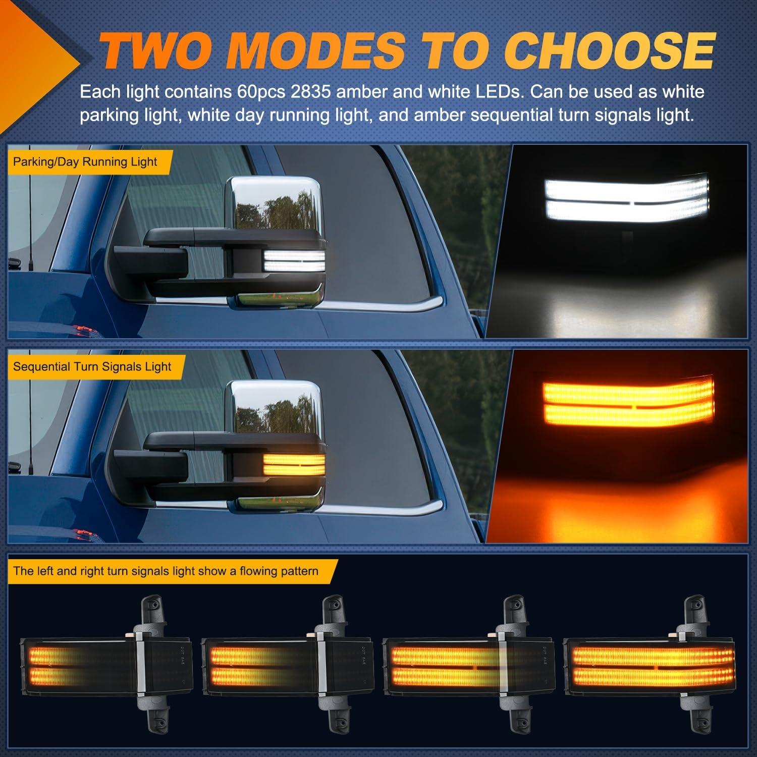 imageNilight Side Mirror Marker Light Switchback Amber Turn Signals White Day Running Lights Smoked Lens Plug and Play Compatible With 20092014 Ford F150 20102014 RaptorChevyGMC 20162019