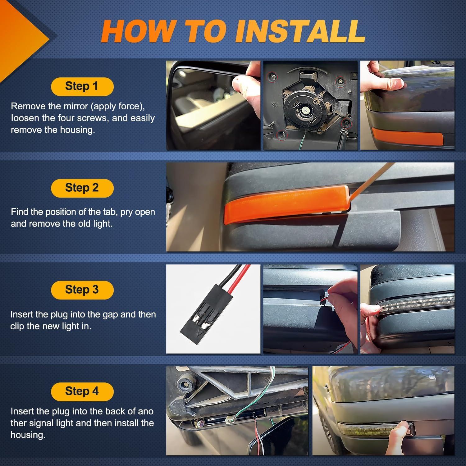 imageNilight Side Mirror Marker Light Switchback Amber Turn Signals White Day Running Lights Smoked Lens Plug and Play Compatible With 20092014 Ford F150 20102014 RaptorFord 20082014 F15020102014 Raptor