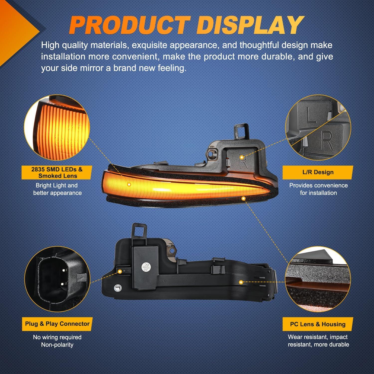 imageNilight Side Mirror Marker Light Switchback Amber Turn Signals White Day Running Lights Smoked Lens Plug and Play Compatible With 20092014 Ford F150 20102014 RaptorToyota 20162022 Tacoma20192022 RAV420202022 Highlander