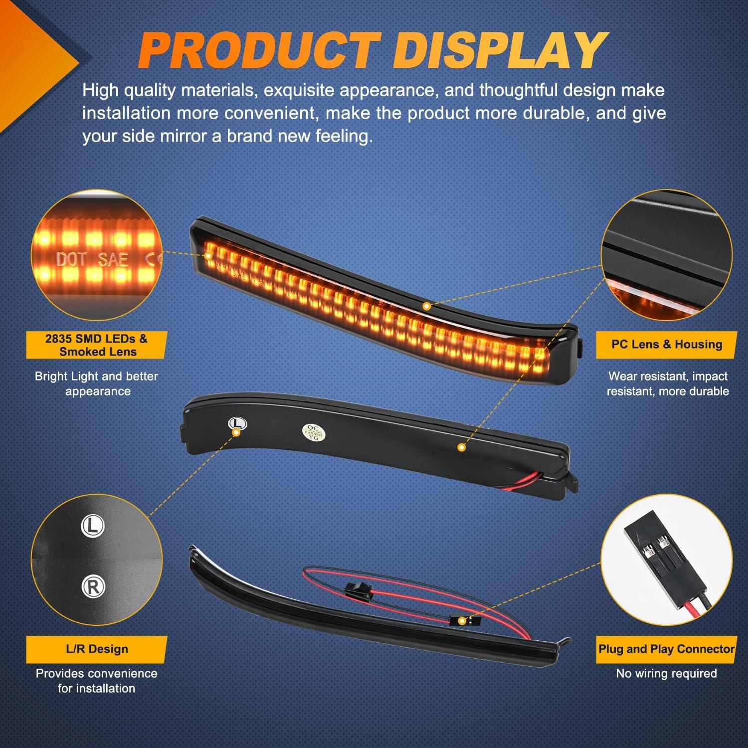 imageNilight Side Mirror Marker Light Switchback Amber Turn Signals White Day Running Lights Smoked Lens Plug and Play Compatible With 20092014 Ford F150 20102014 RaptorFord 20082014 F15020102014 Raptor