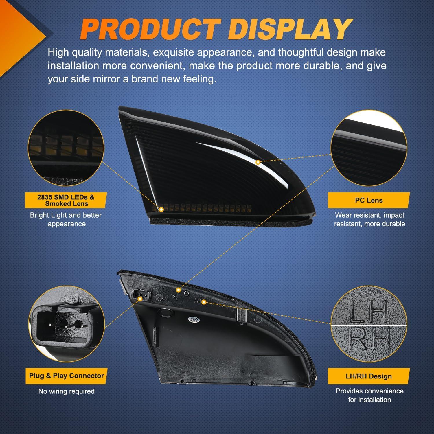 imageNilight Side Mirror Marker Light Switchback Amber Turn Signals White Day Running Lights Smoked Lens Plug and Play Compatible With 20092014 Ford F150 20102014 RaptorDodge Ram 20092022