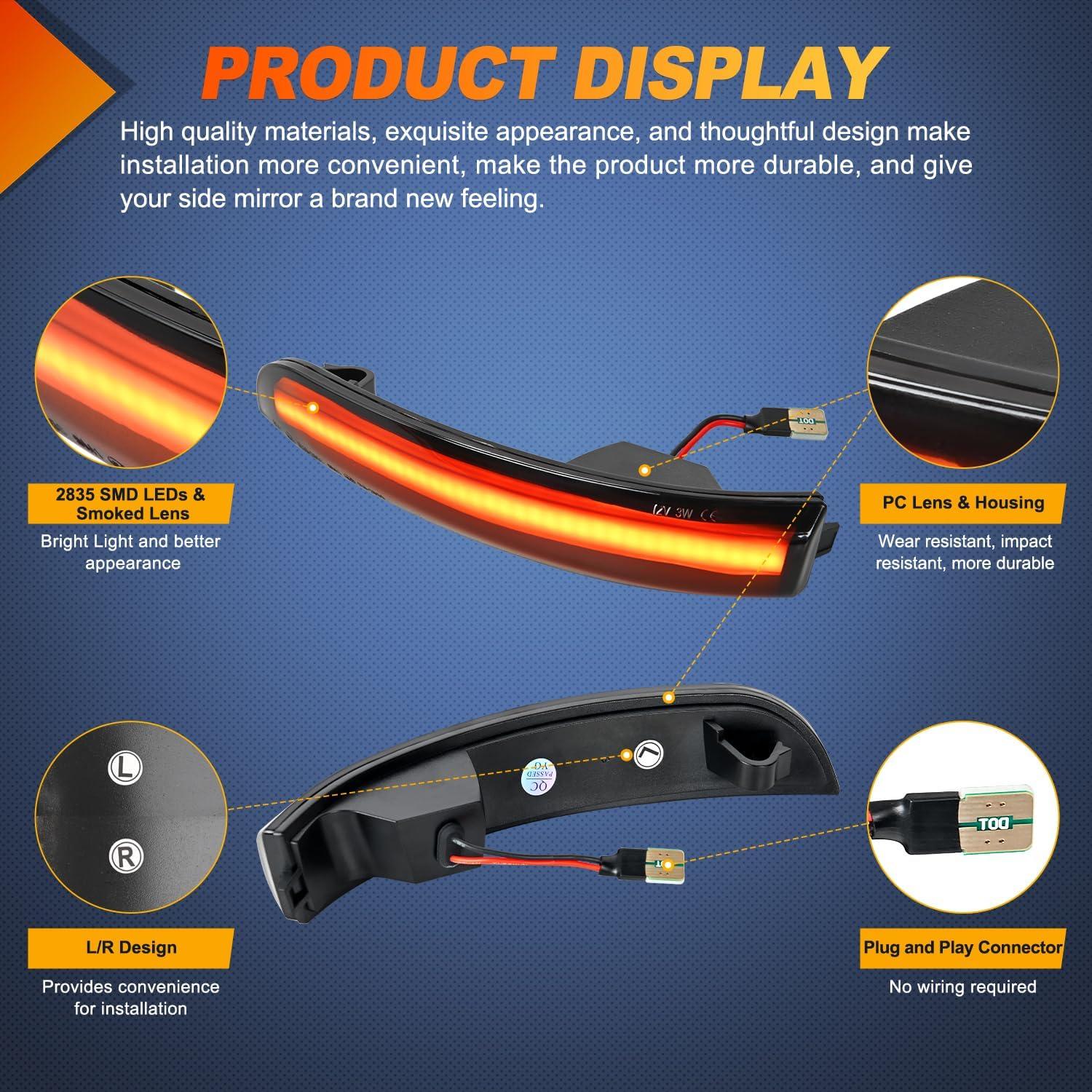 imageNilight Side Mirror Marker Light Switchback Amber Turn Signals White Day Running Lights Smoked Lens Plug and Play Compatible With 20092014 Ford F150 20102014 RaptorFord 20132018 KugaCMax