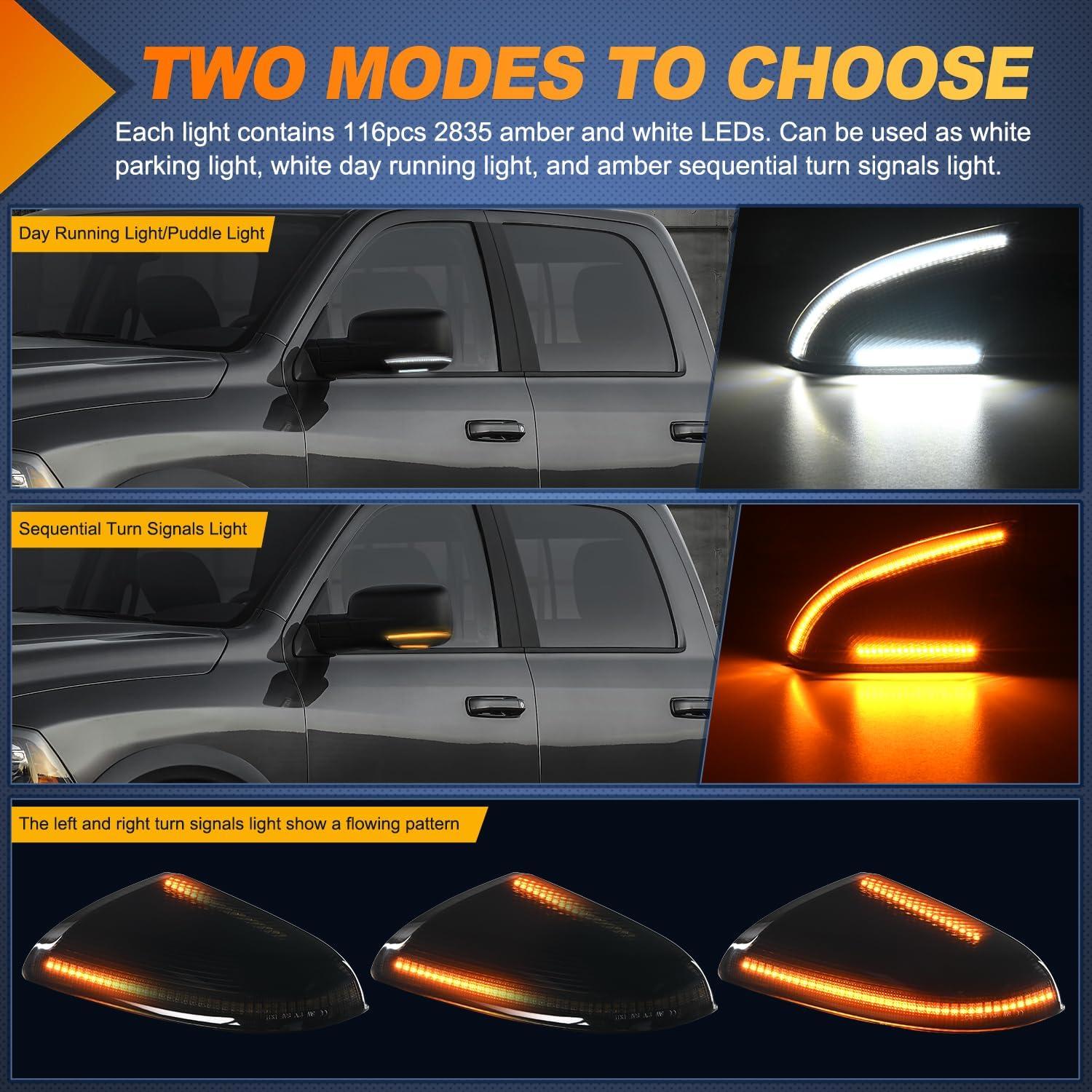 imageNilight Side Mirror Marker Light Switchback Amber Turn Signals White Day Running Lights Smoked Lens Plug and Play Compatible With 20092014 Ford F150 20102014 RaptorDodge Ram 20092022